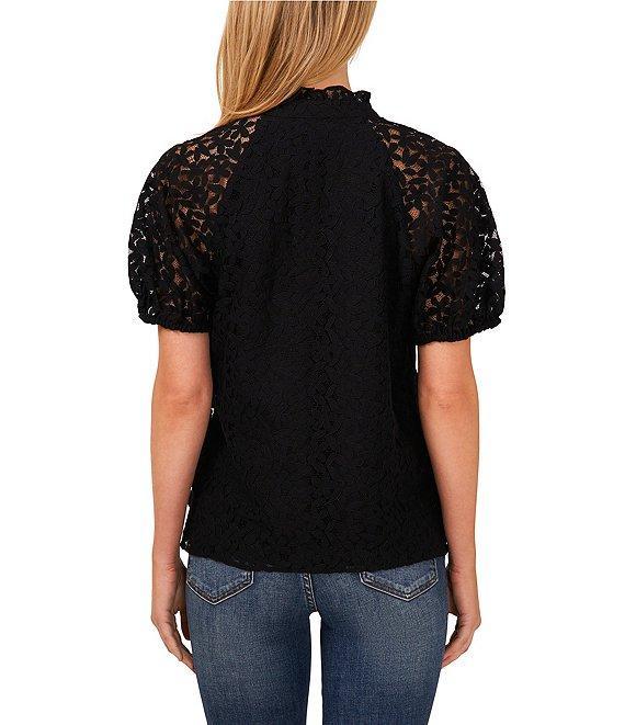 CeCe Lace Ruffle V-Neck Short Sleeve Top Product Image
