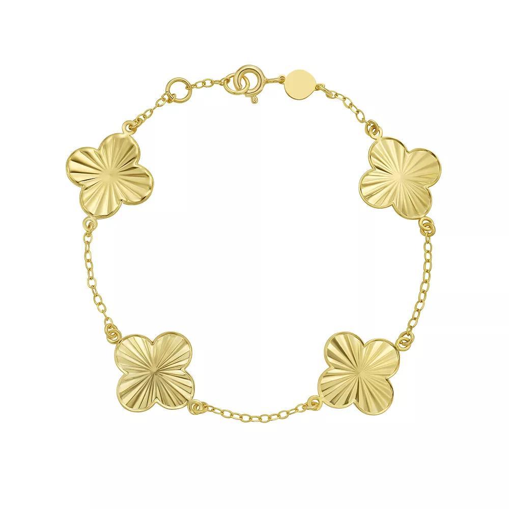 14k Gold Stationed Flowers Bracelet, Women's, Size: 7.25" Product Image