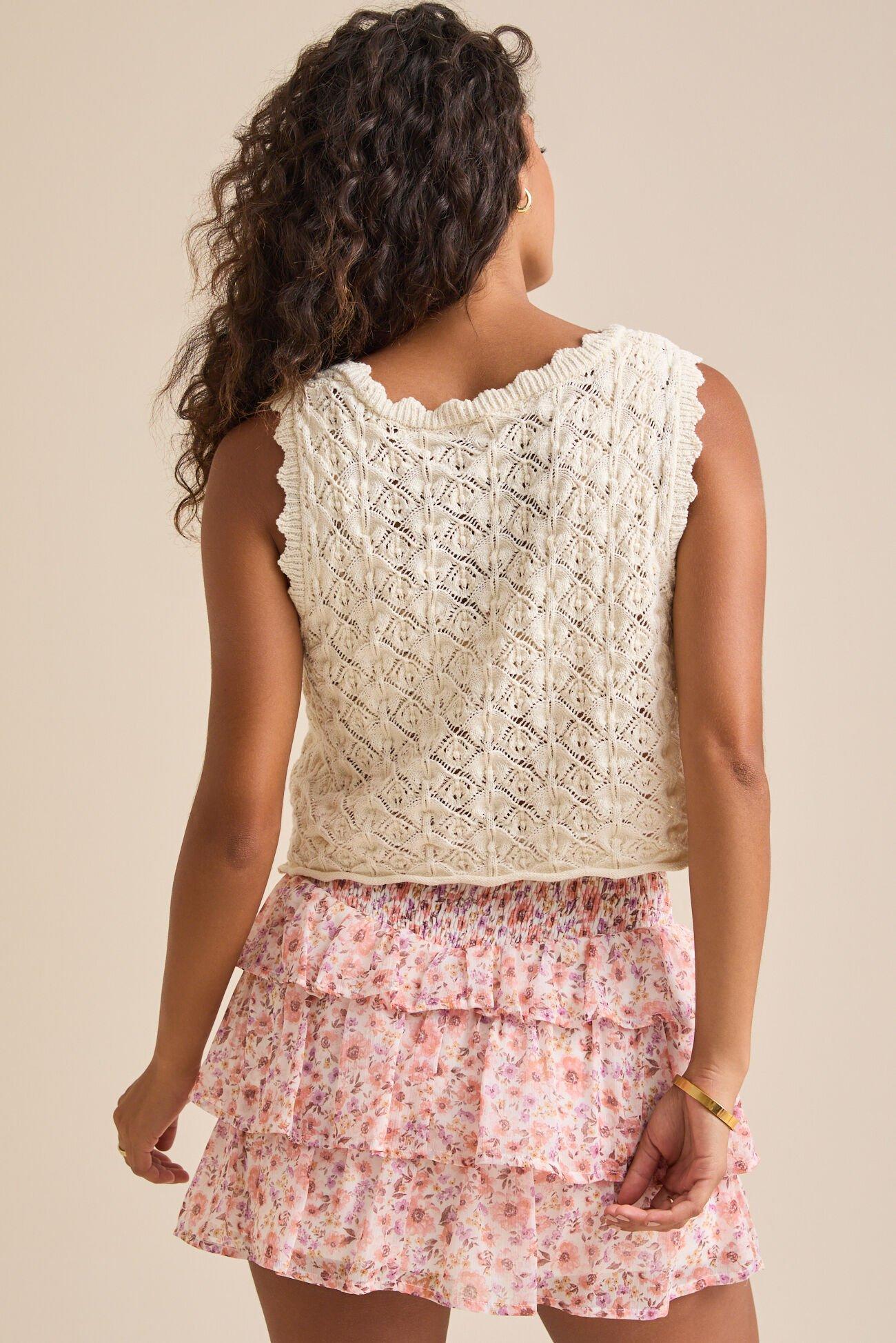 Josie Crochet Tie Front Top Product Image