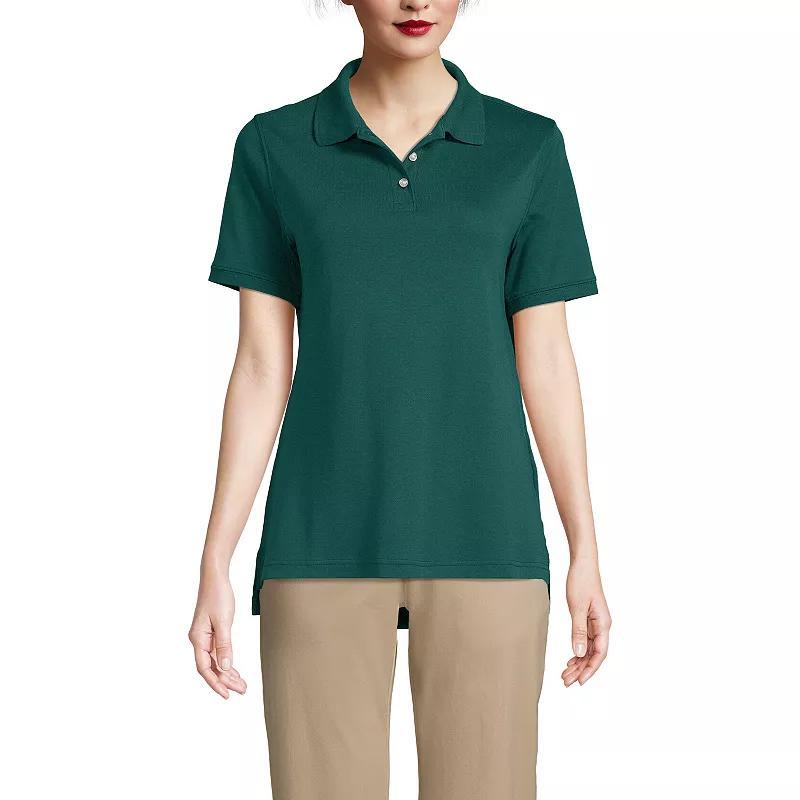 Women's Lands' End School Uniform Classic Short Sleeve Interlock Polo Top, Size: Medium, Classic Blue Product Image