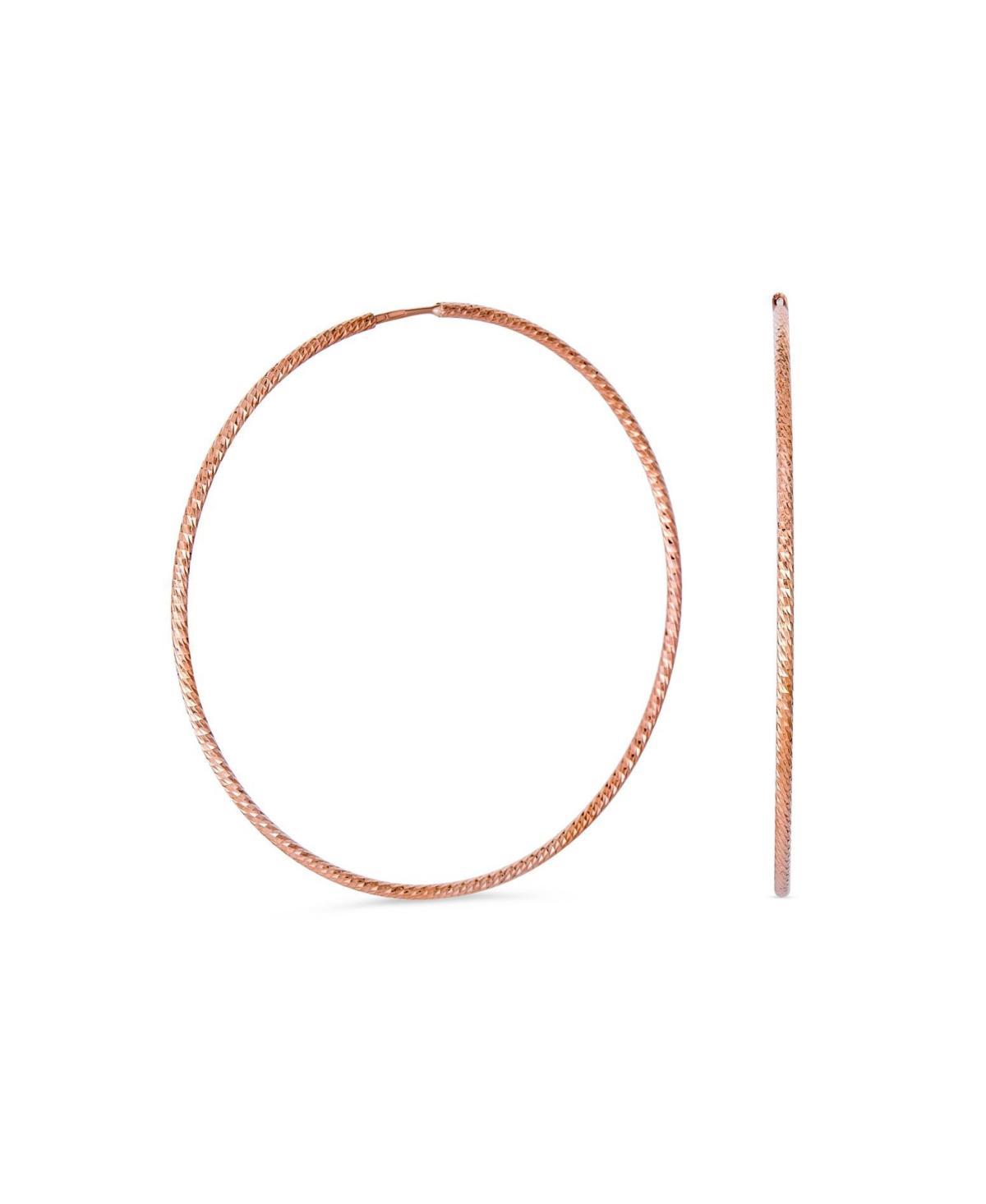 Bling Jewelry Lightweight Round Thin Endless Continuous Twist Hoop Earrings For Women Rose Gold Plated .925 Sterling Silver 1.75 Inches Product Image