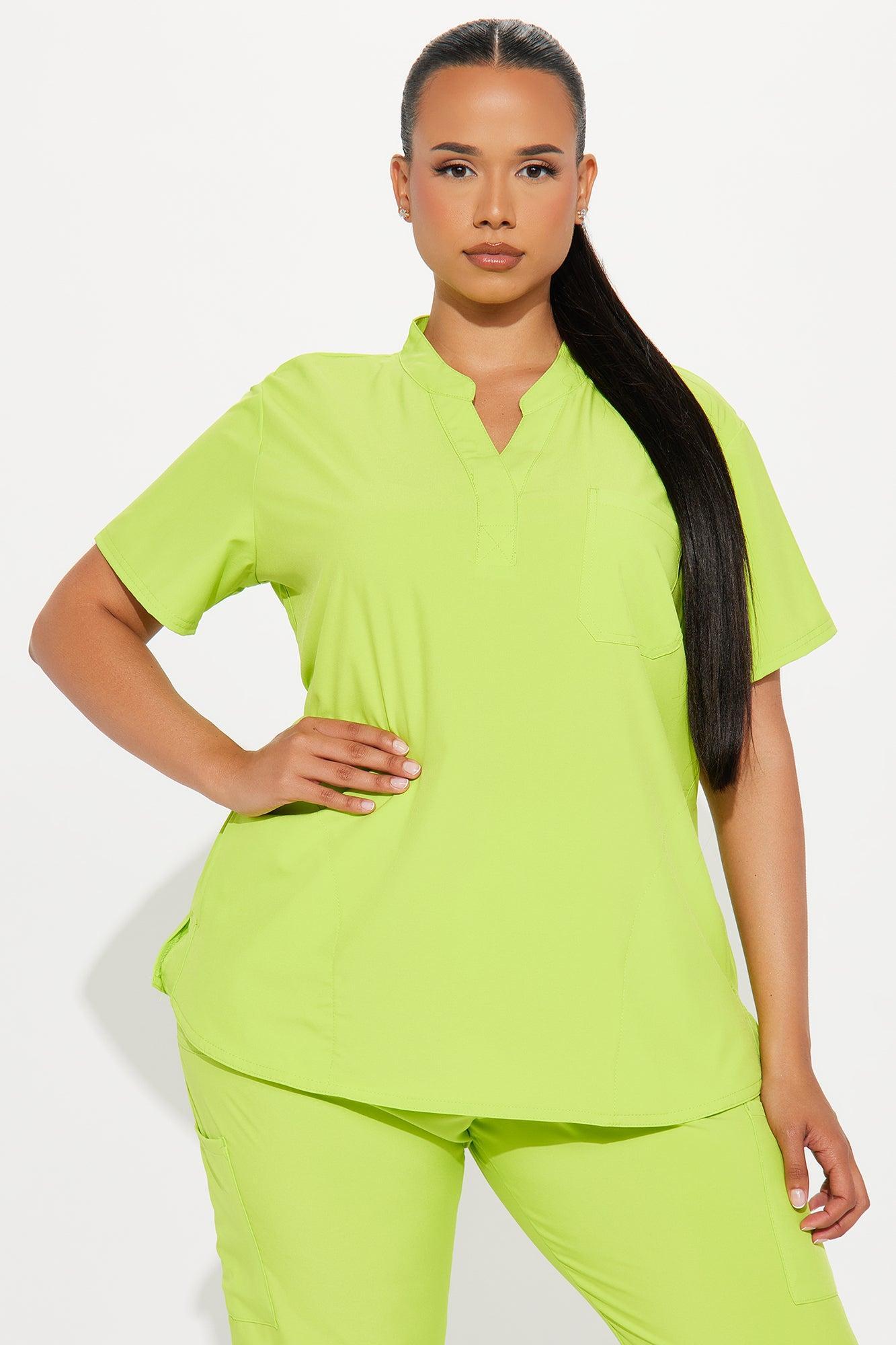 Take Care Stretch Scrub Uniform Jogger Set  - Lime Female Product Image