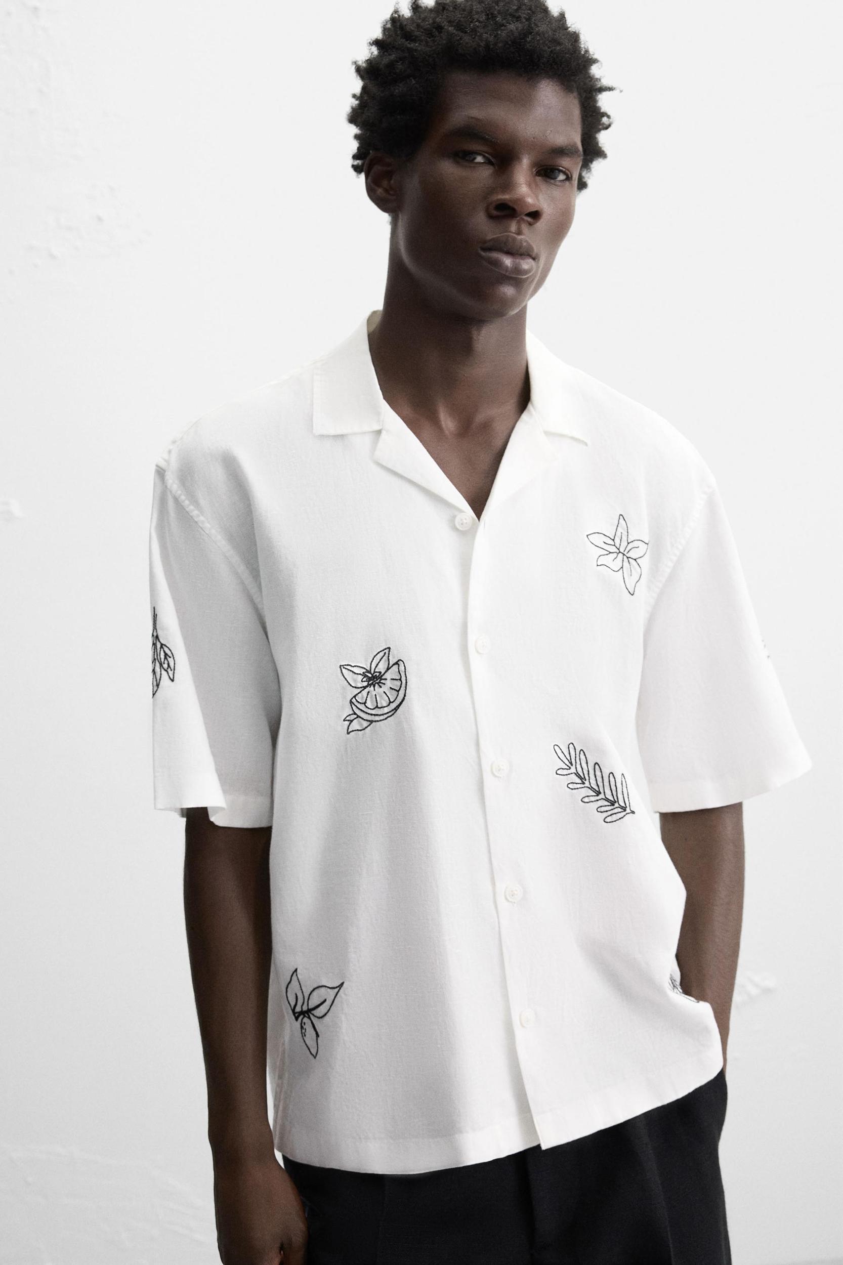EMBROIDERED COTTON LINEN SHIRT Product Image