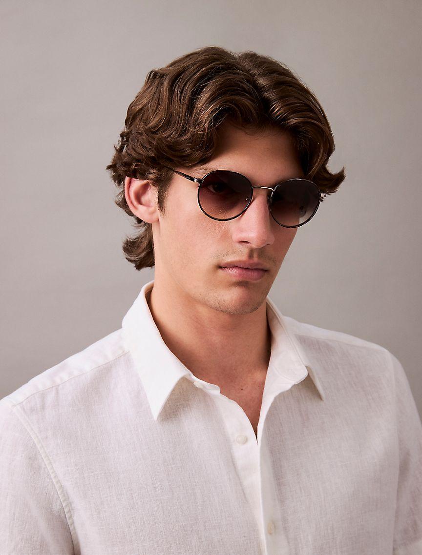 Calvin Klein Mens Metal Round Sunglasses - Brown Product Image