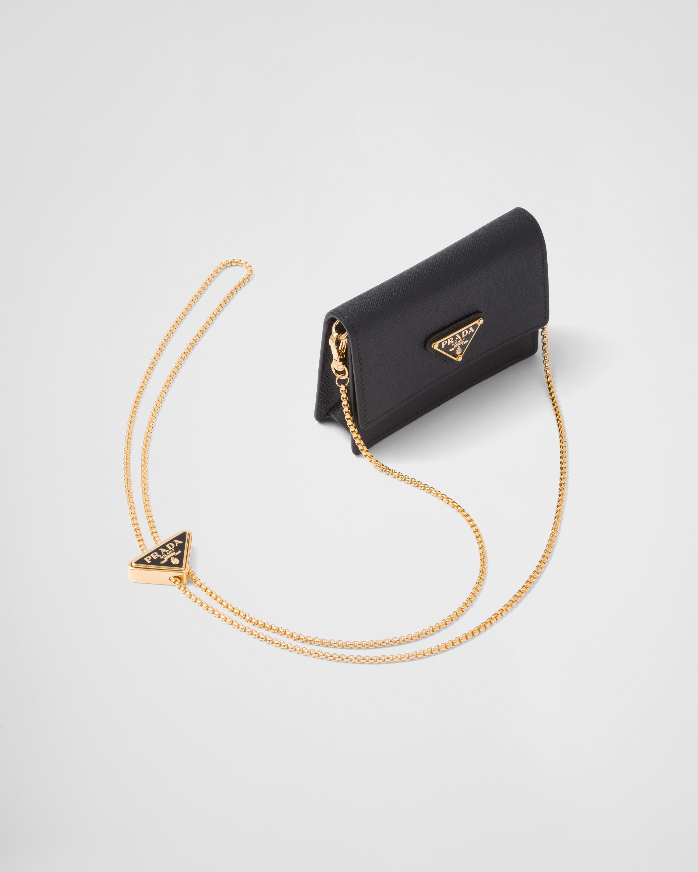 Saffiano leather card holder with shoulder strap Product Image