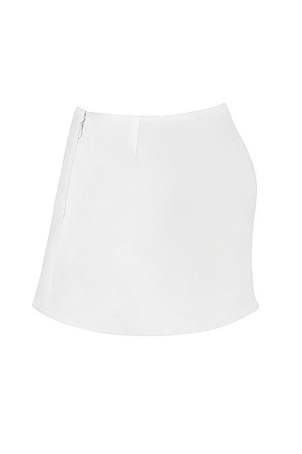 Mallie White Linen A-Line Mini Skirt Product Image