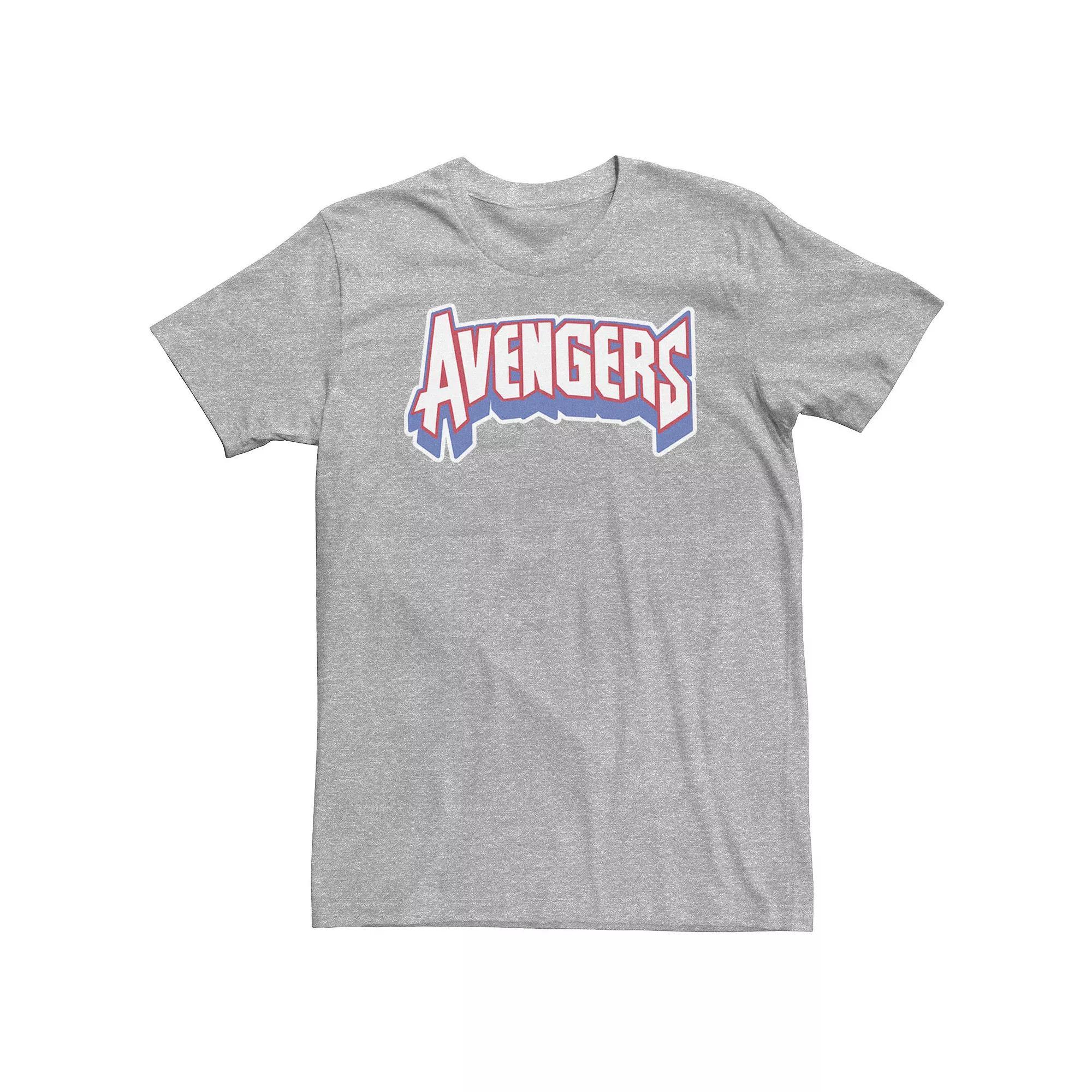 Big & Tall Marvel Avengers Retro Red, White & Blue Logo Tee, Men's, Size: 3XL, Athletic Grey Product Image