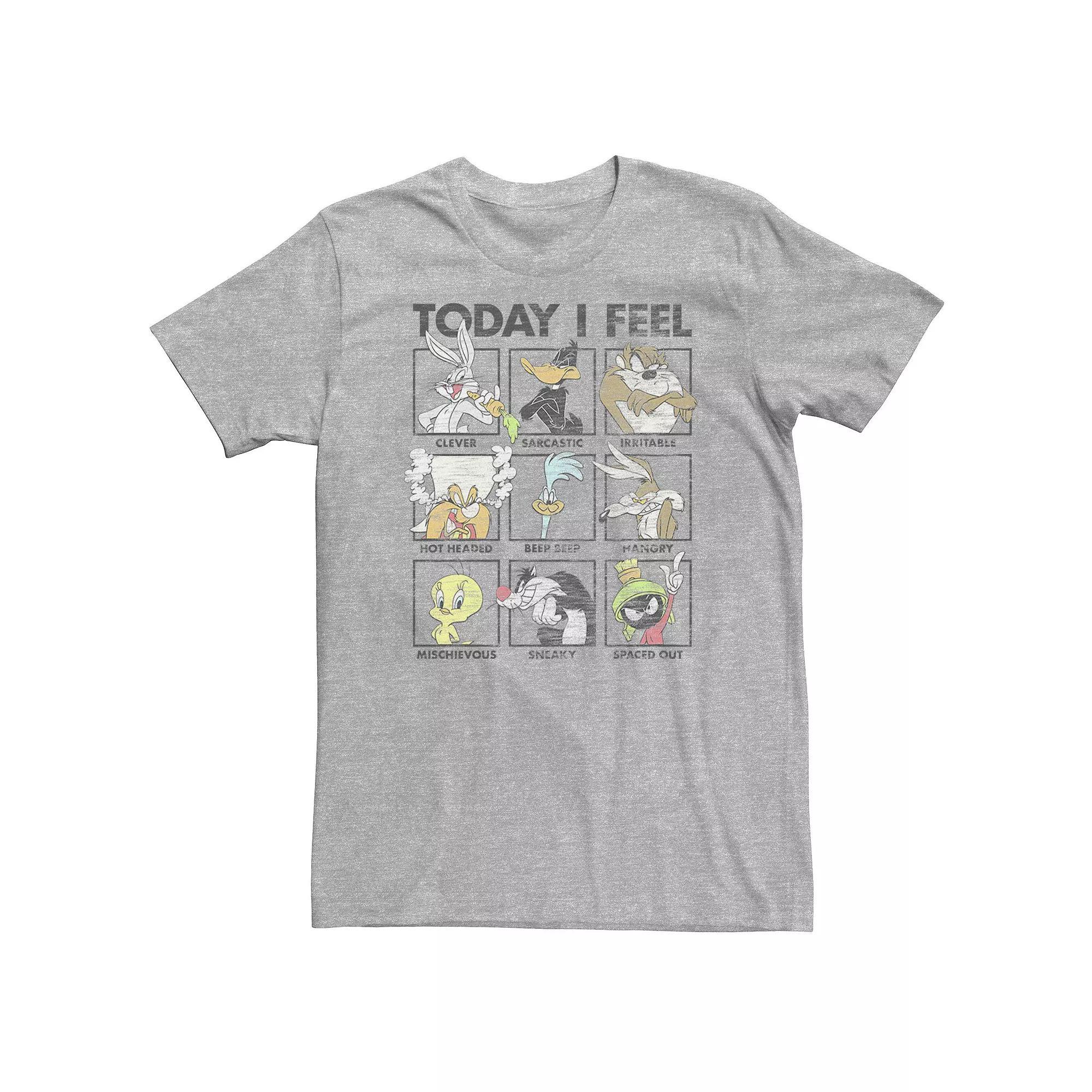 Big & Tall Looney Tunes Group Shot Today I Feel Panels Tee, Men's, Size: 4XL, Athletic Grey Product Image