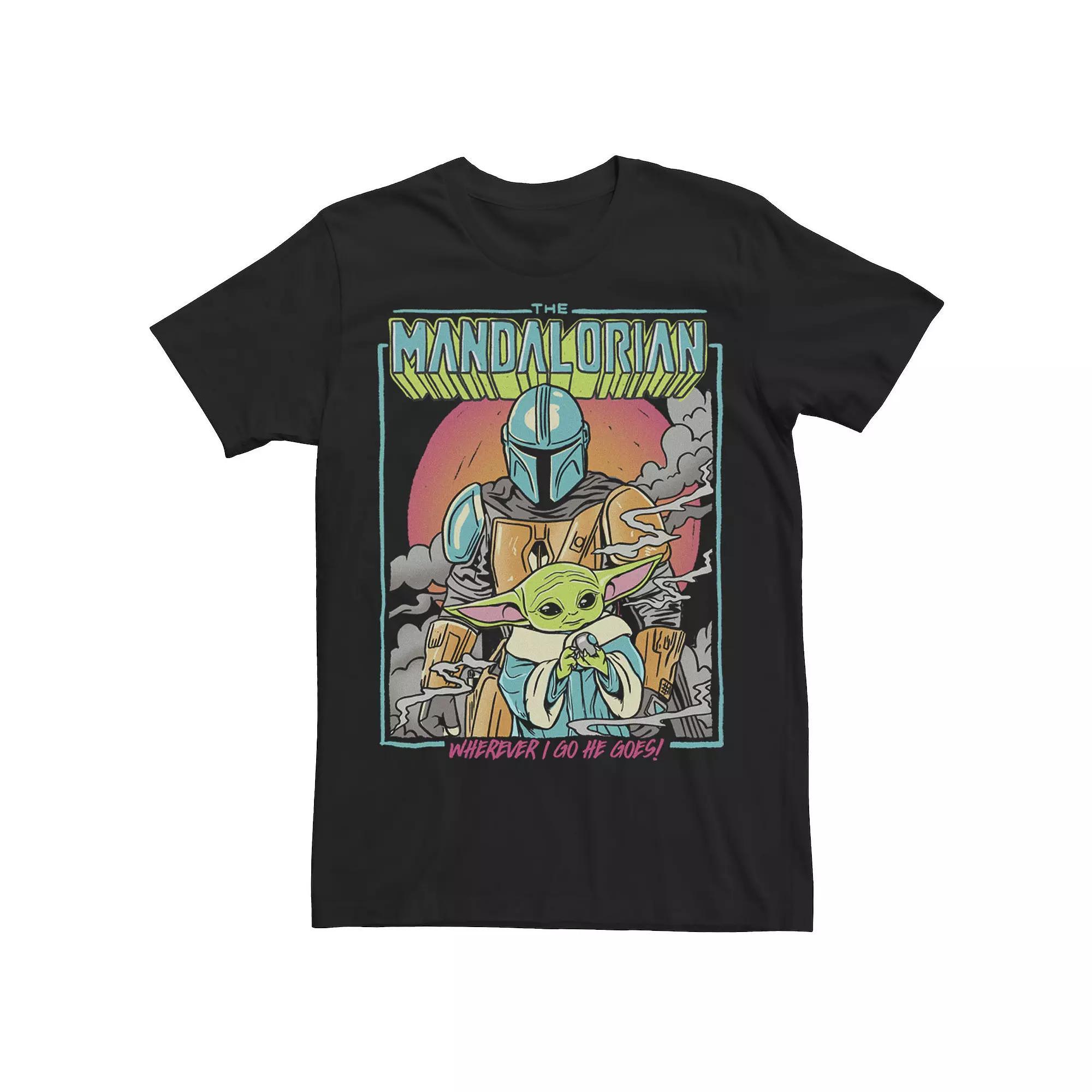 Men's Star Wars: The Mandalorian Wherever I Go He Goes Pop Art Tee, Size: Medium, Black Product Image