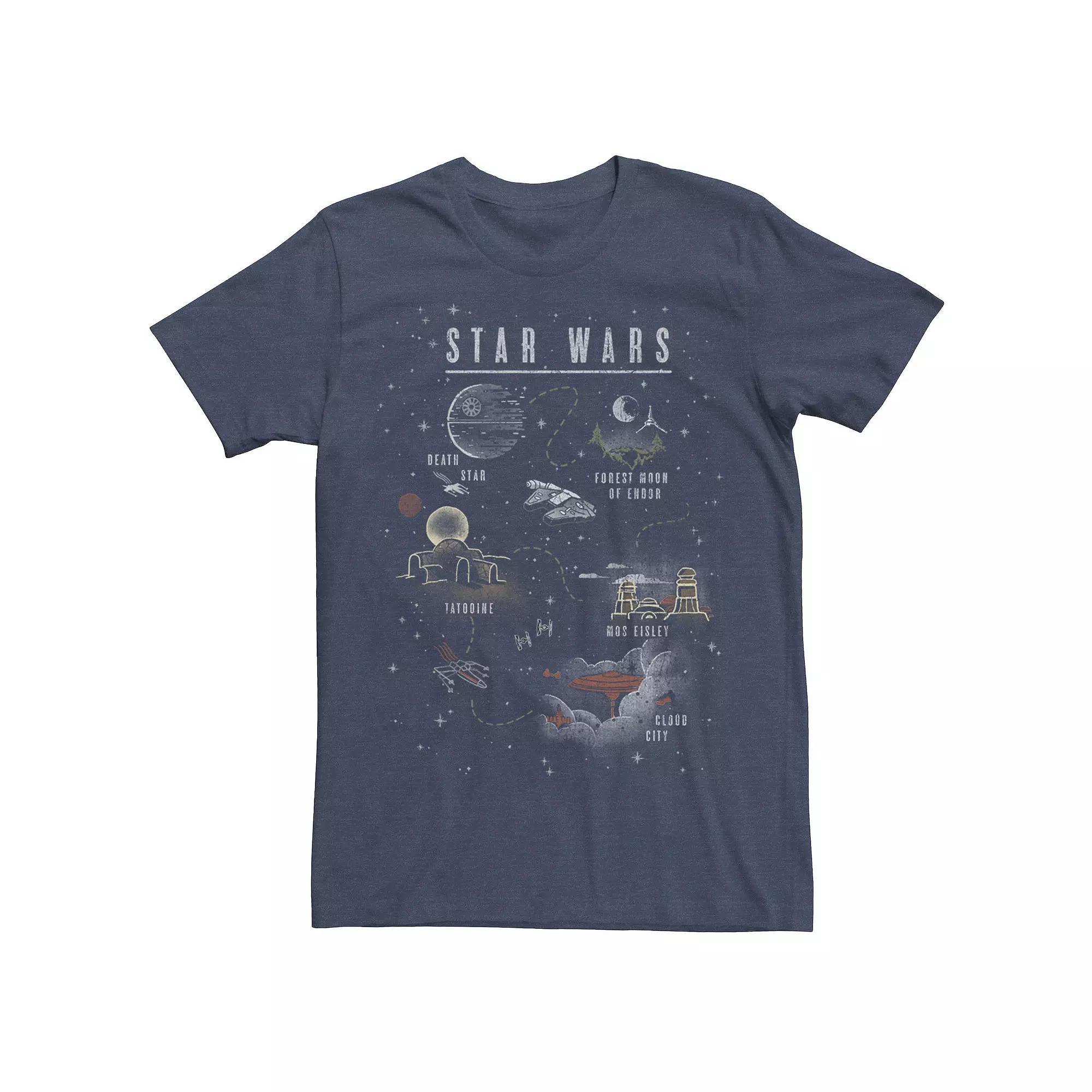 Men's Star Wars Map To The Galaxy Vintage Graphic Tee, Size: Medium, Navy Grey Product Image