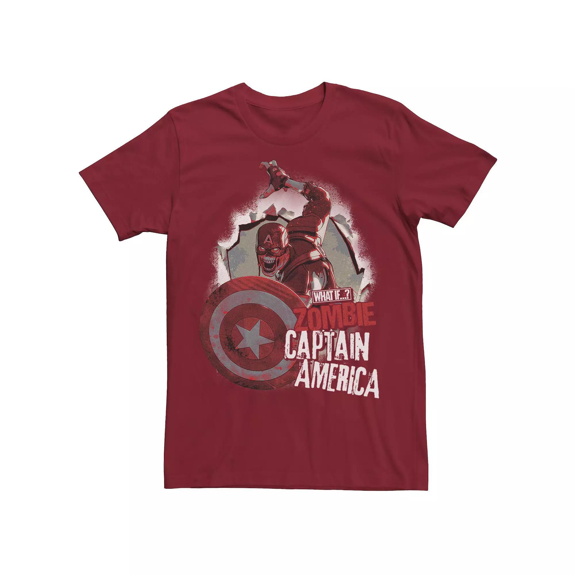 Men's Marvel What If Captain America Zombie Burst Poster Tee, Boy's, Size: Medium, Blue Product Image