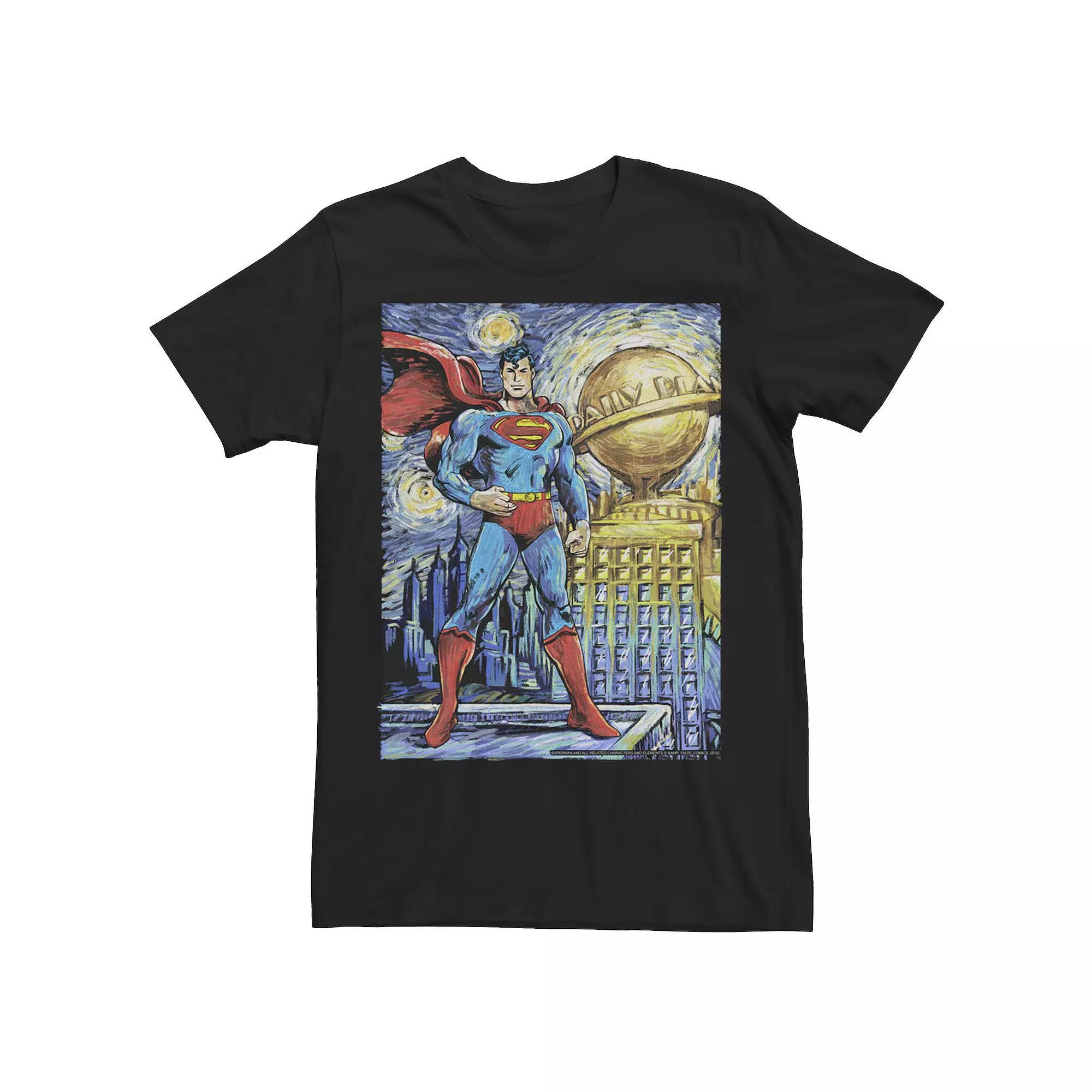 Men's DC Comics Superman Starry Night Poster Tee, Size: XXL, Black Product Image