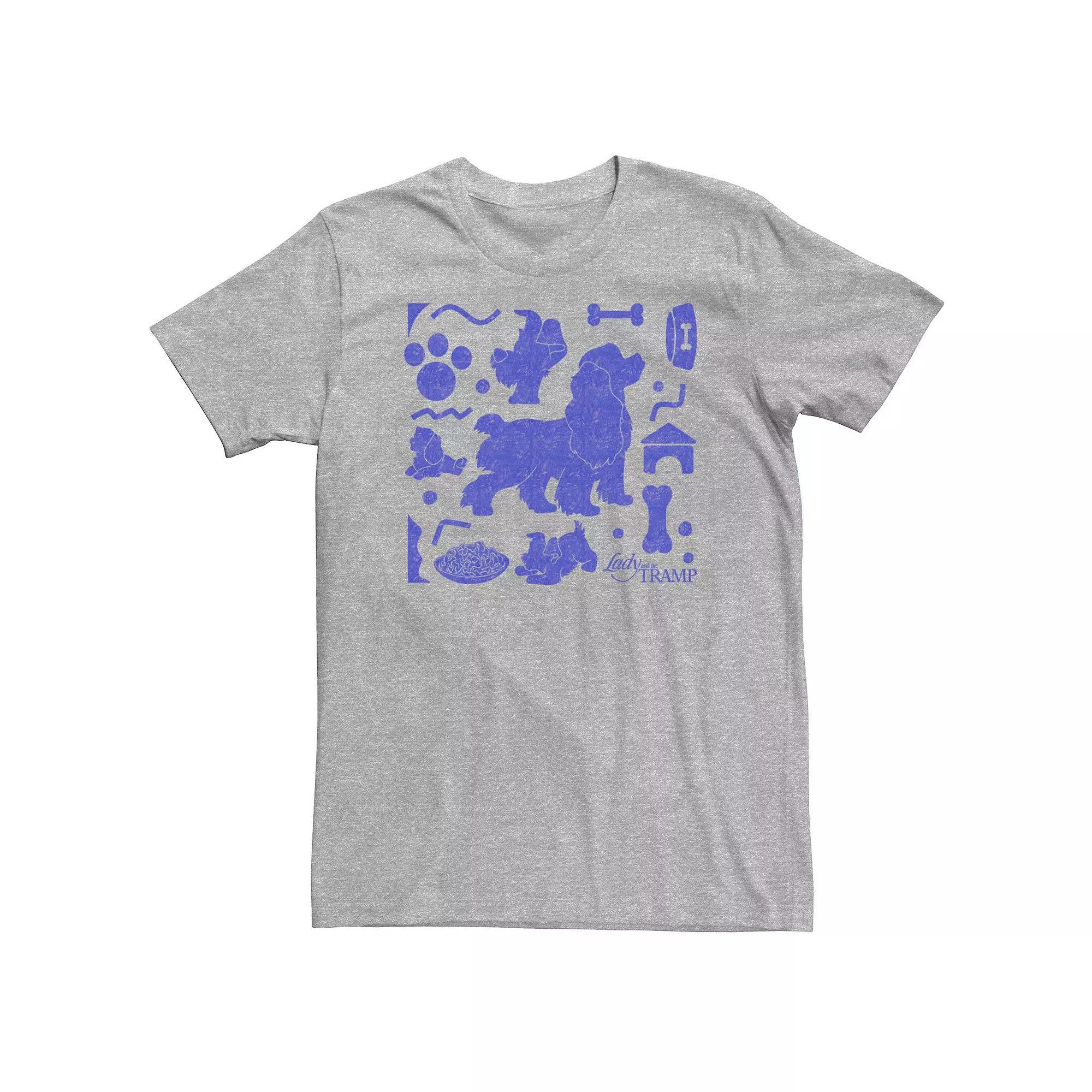 Big & Tall Disney Lady And The Tramp Silhouette Icons Tee, Men's, Size: XXL Tall, Athletic Grey Product Image