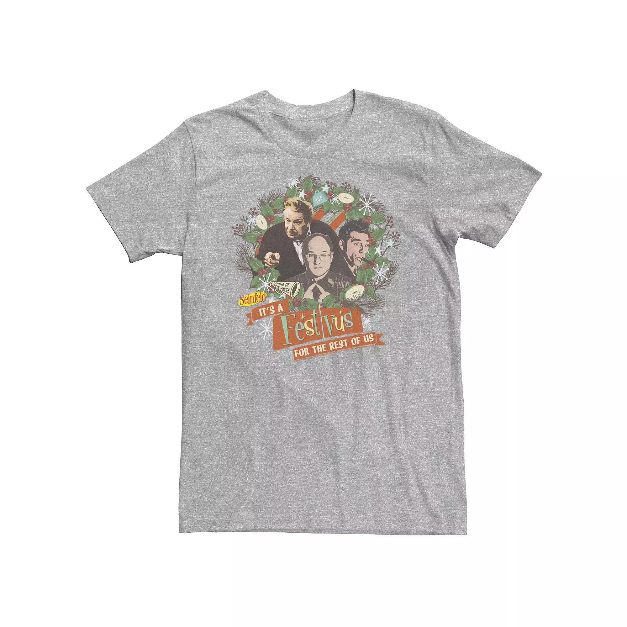Big & Tall Seinfeld "It's A Festivus For The Rest OF Us" Wreath Tee, Men's, Size: 4XLT, Athletic Grey Product Image