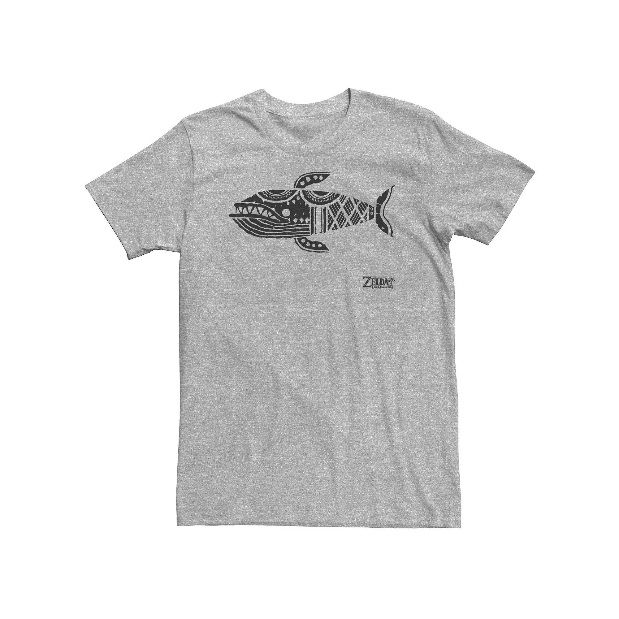 Big & Tall Nintendo Legend Of Zelda Links Awakening Whale Glyph Portrait Logo Tee, Men's, Size: 3XL Tall, Athletic Grey Product Image