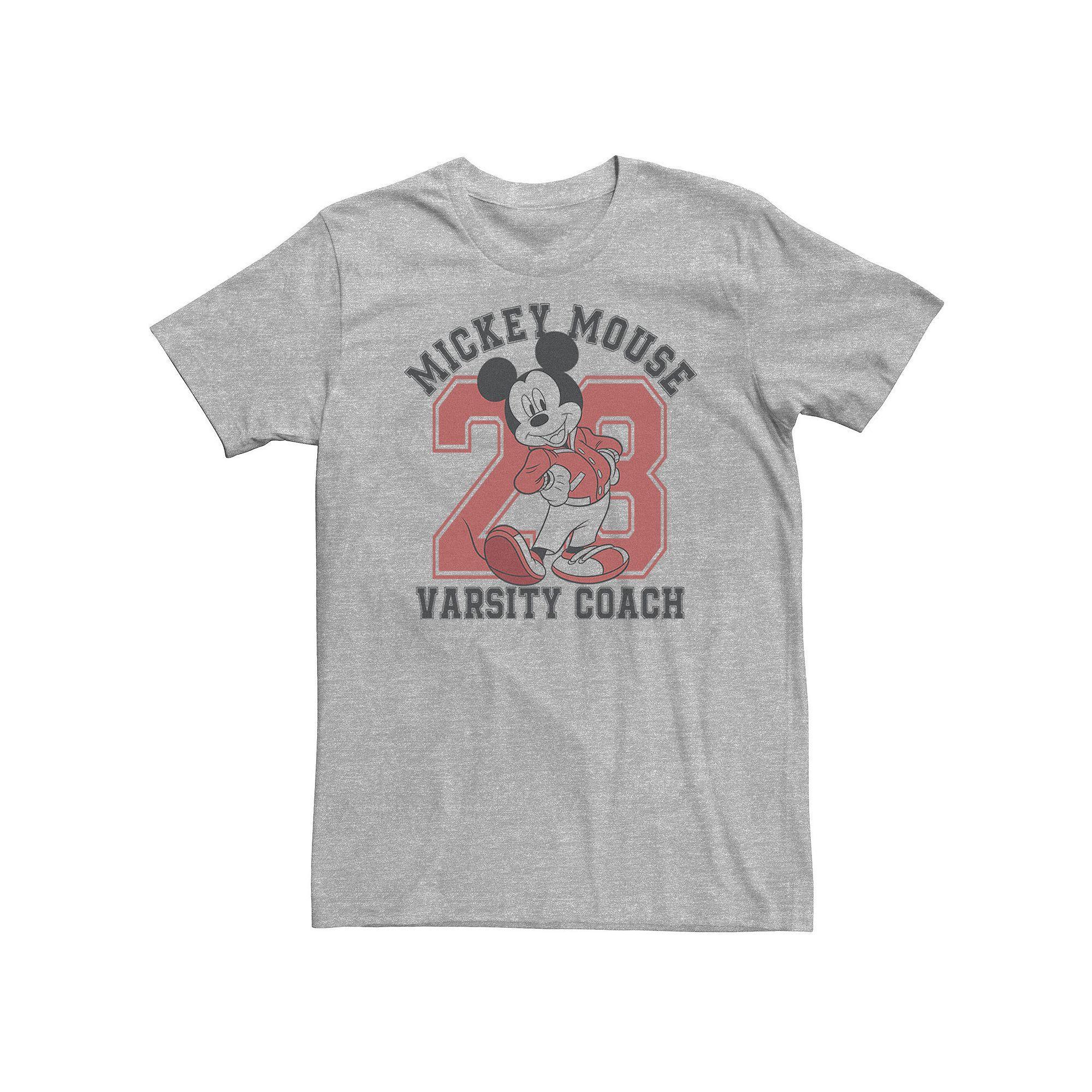 Big & Tall Disney Mickey Mouse Varsity Coach Tee, Men's, Size: 4XL, Athletic Grey Product Image
