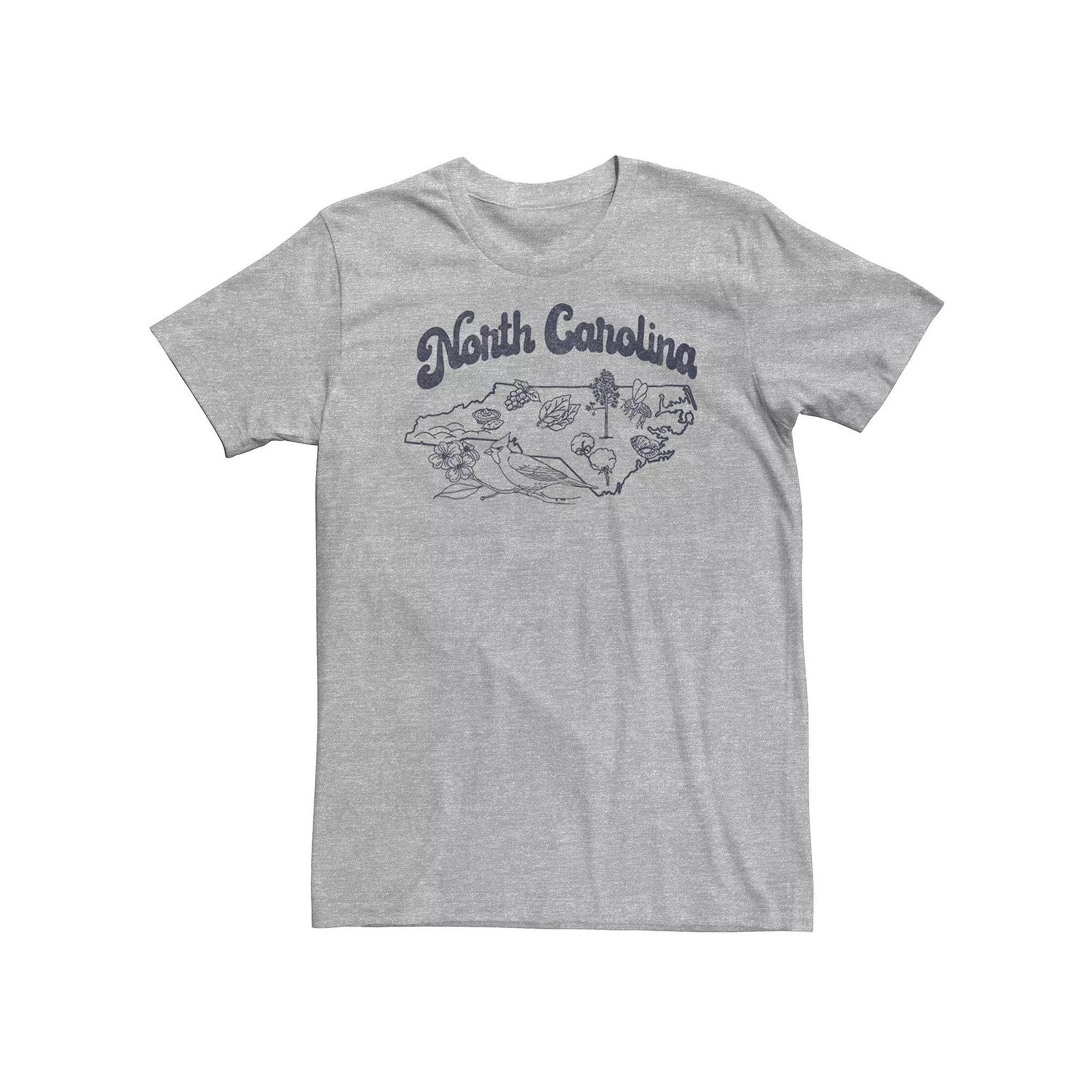 Big & Tall North Carolina Landmarks Map Sketch Tee, Men's, Size: 3XL, Athletic Grey Product Image