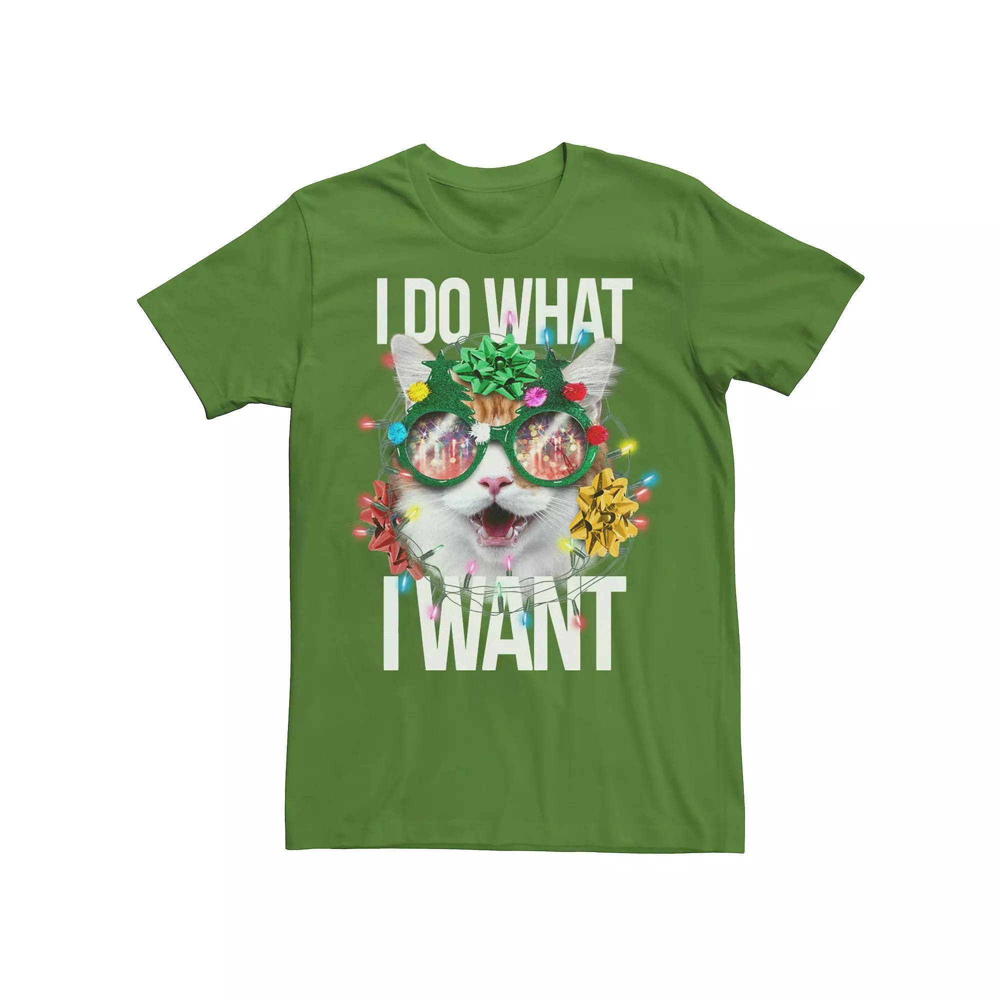 Men's Sassy Christmas Cat Graphic Tee, Size: XXL, Kelly Product Image