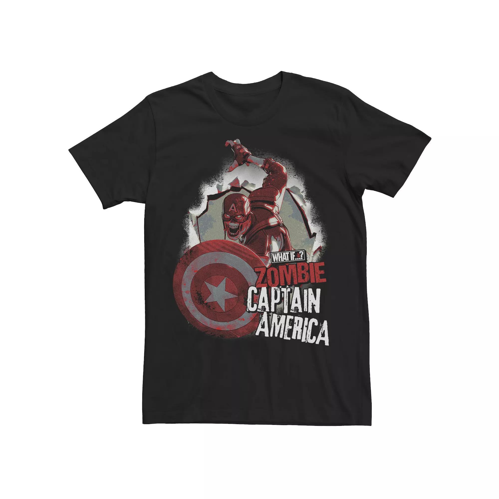 Men's Marvel What If Captain America Zombie Burst Poster Tee, Boy's, Size: Medium, Blue Product Image