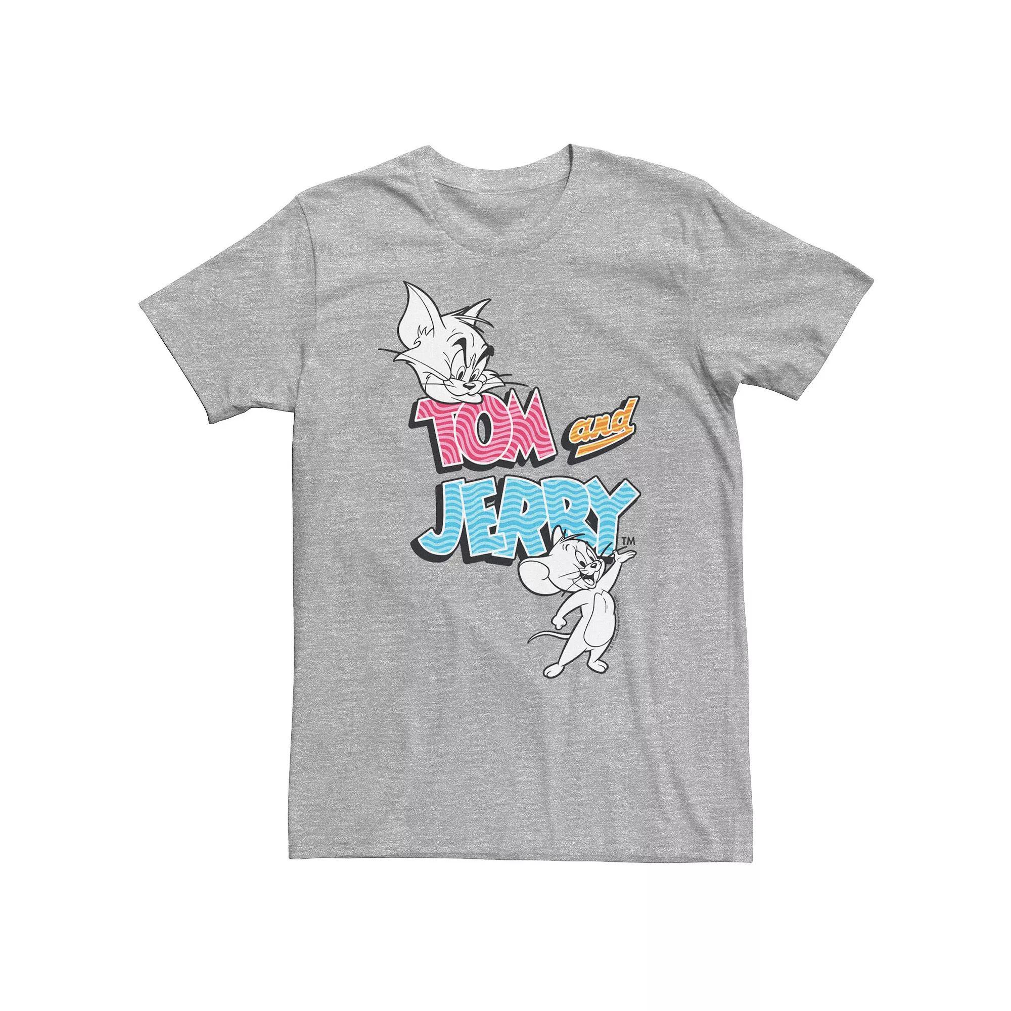 Big & Tall Tom and Jerry Retro Pattern Logo Tee, Men's, Size: 3XL, Athletic Grey Product Image