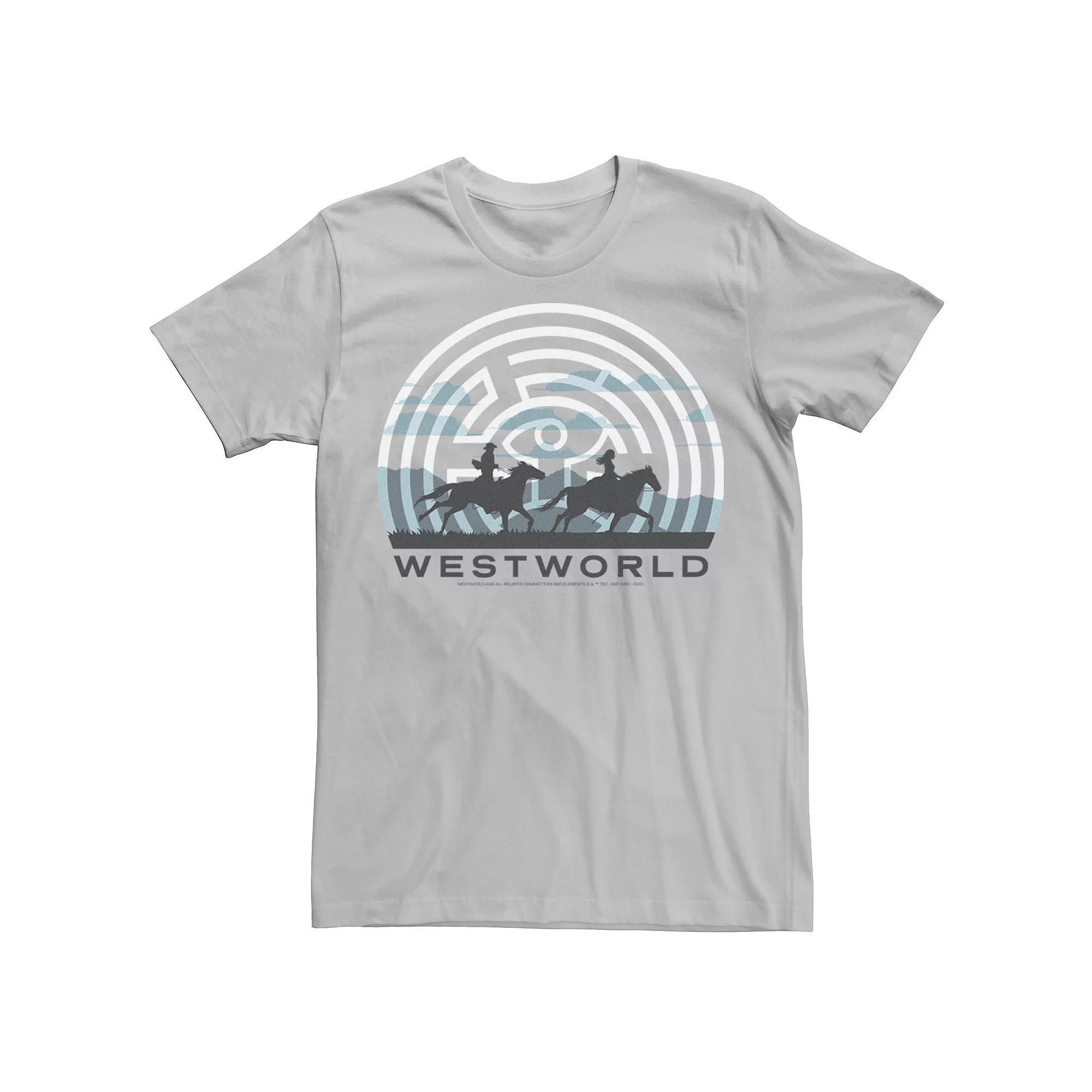 Men's Westworld Horse Ride Silhouettes Logo Tee, Size: 3XL, Silver Product Image