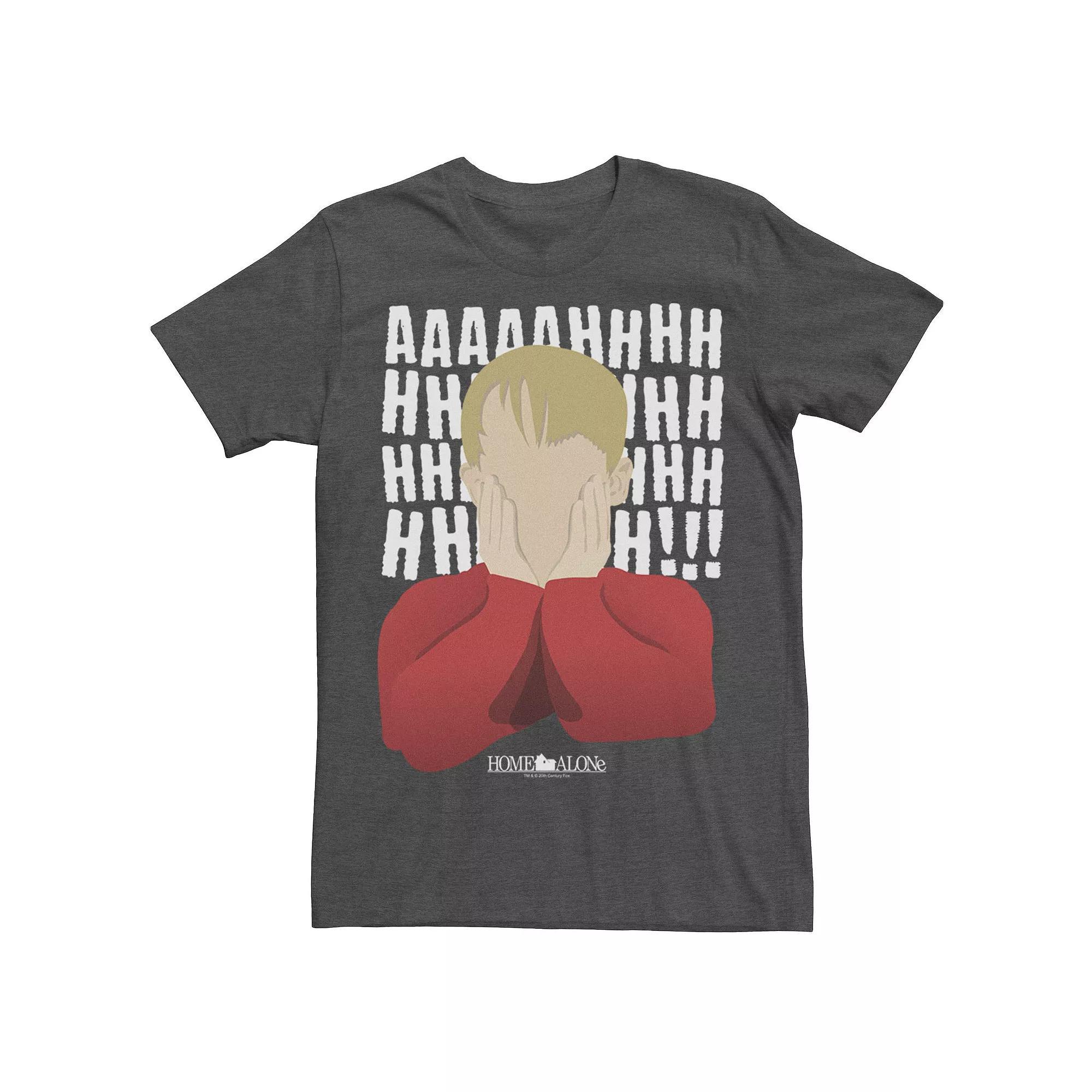 Men's Home Alone Kevin Yell Minimalist Portrait Tee, Size: Small, Grey Heather Product Image