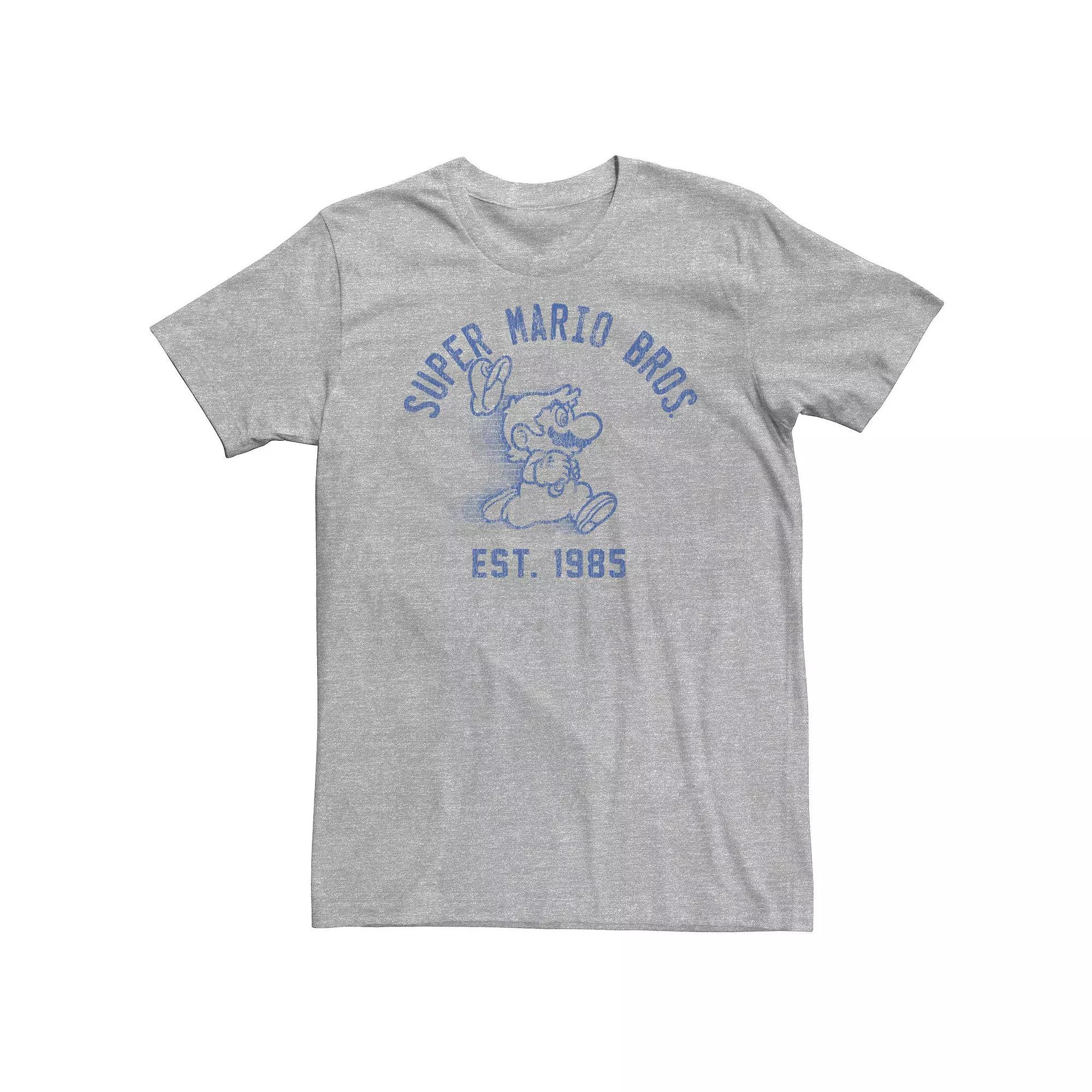 Big & Tall Nintendo Super Mario Running Fade 1985 Vintage Tee, Men's, Size: 3XL Tall, Athletic Grey Product Image