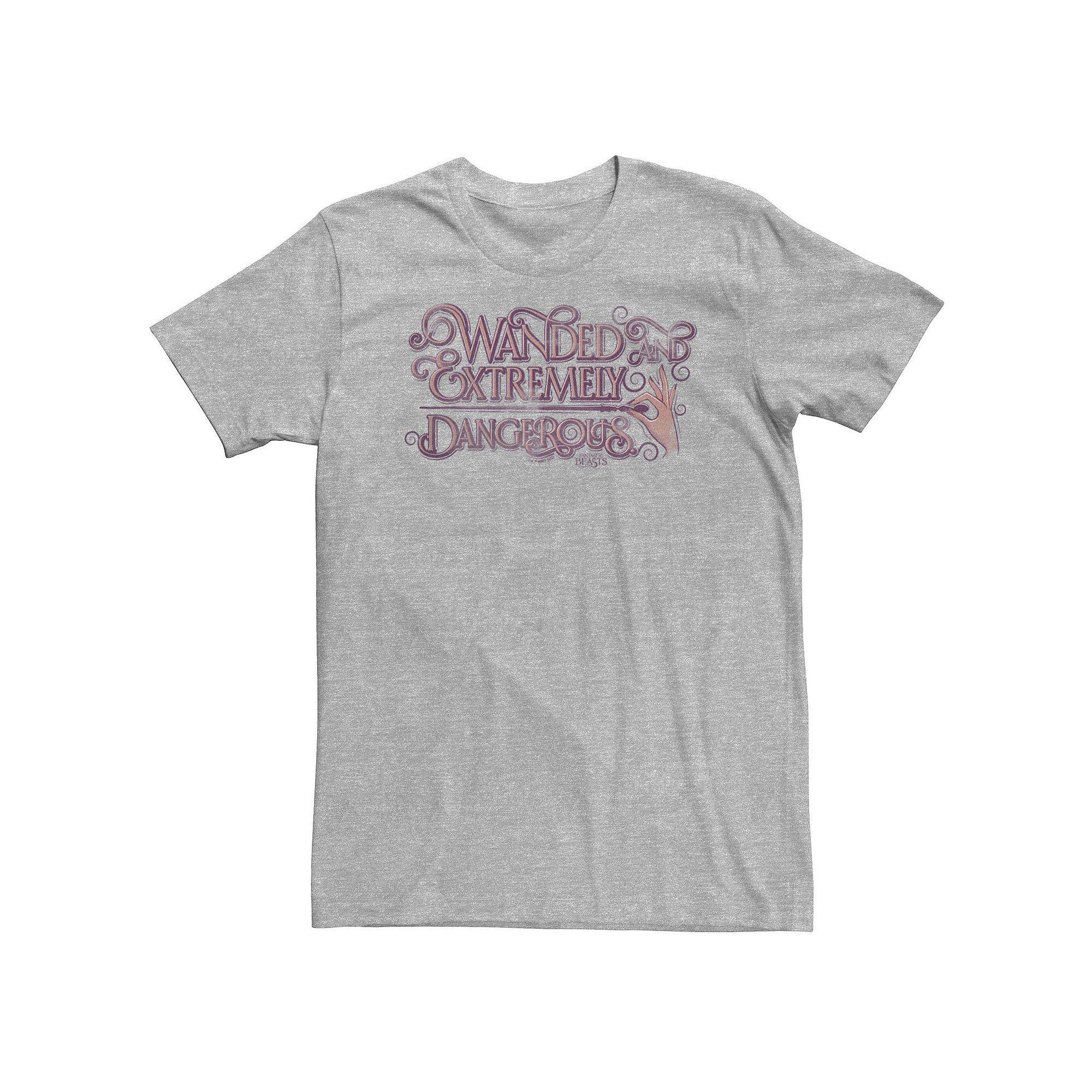 Big & Tall Fantastic Beasts - Grindelwald Wanded And Extremely Dangerous Tee, Men's, Size: XXL Tall, Athletic Grey Product Image