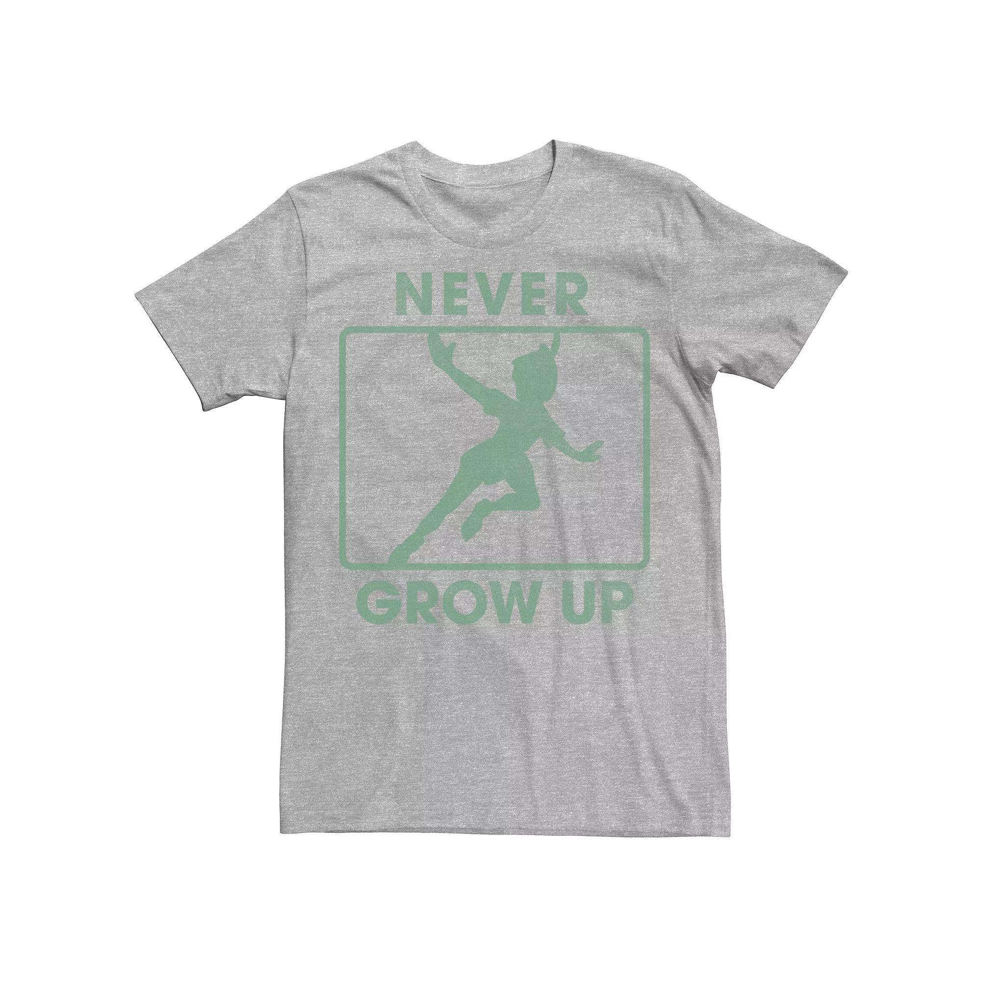 Disney's Peter Pan Men's Never Grow Up Silhouette Tee, Size: XL, Athletic Grey Product Image