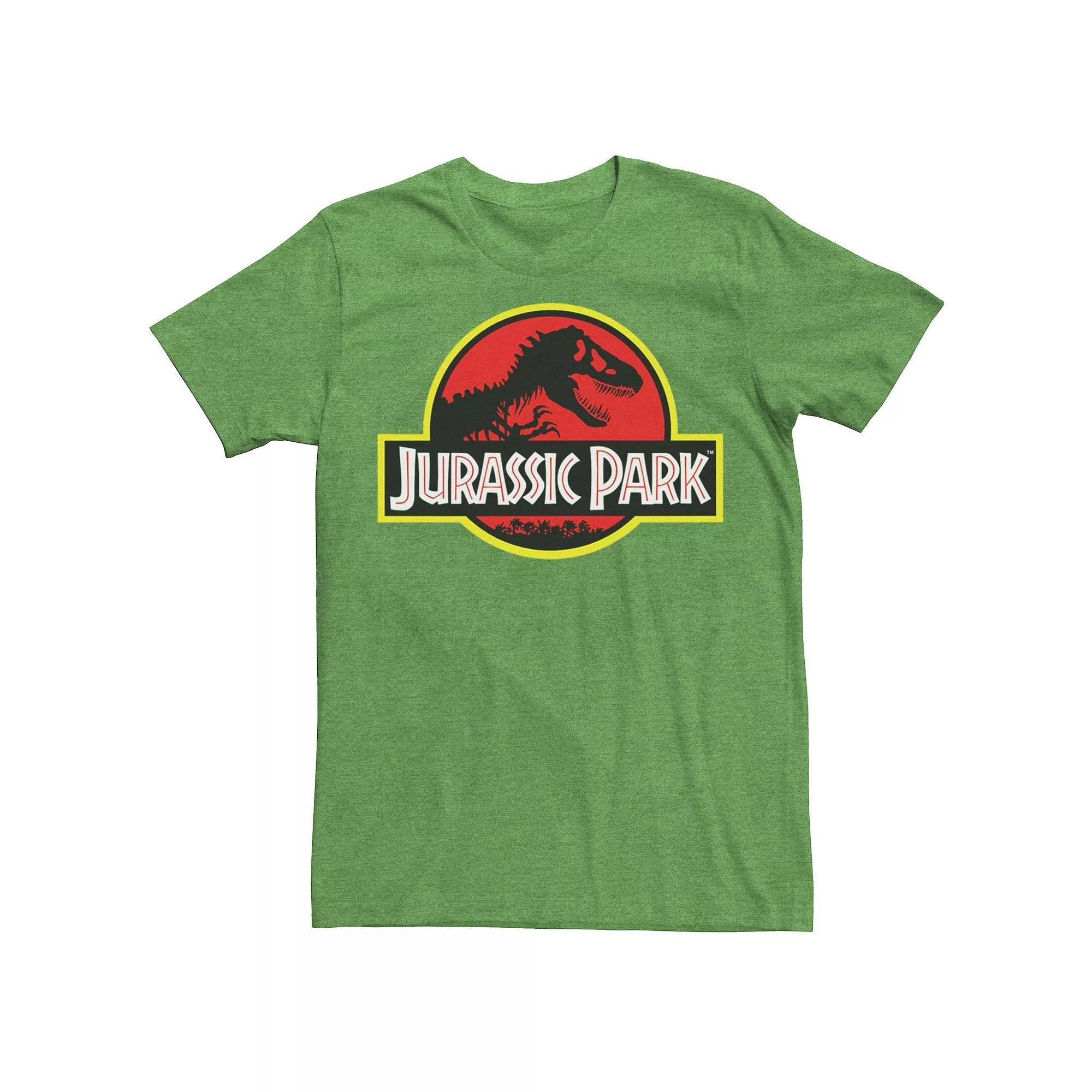 Men's Jurassic Park Red & Yellow Outline Logo Graphic Tee, Size: XXL, Royal Grey Product Image