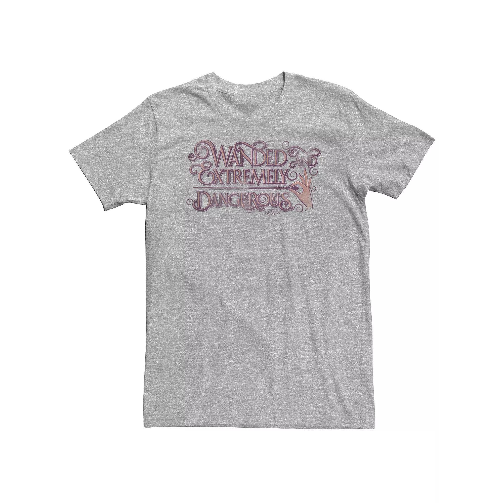 Big & Tall Fantastic Beasts - Grindelwald Wanded And Extremely Dangerous Tee, Men's, Size: XXL Tall, Athletic Grey Product Image
