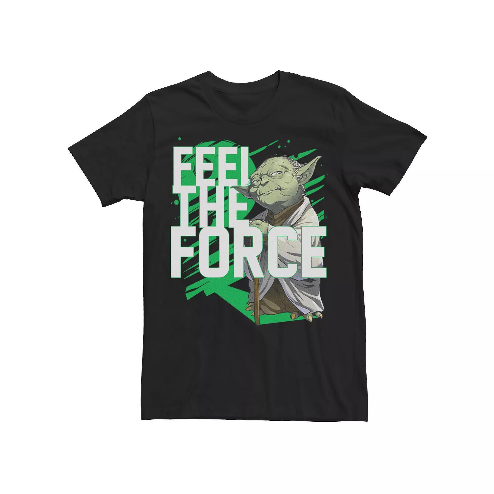 Men's Star Wars Yoda "Feel The Force" Graphic Tee, Size: 3XL, Black Product Image