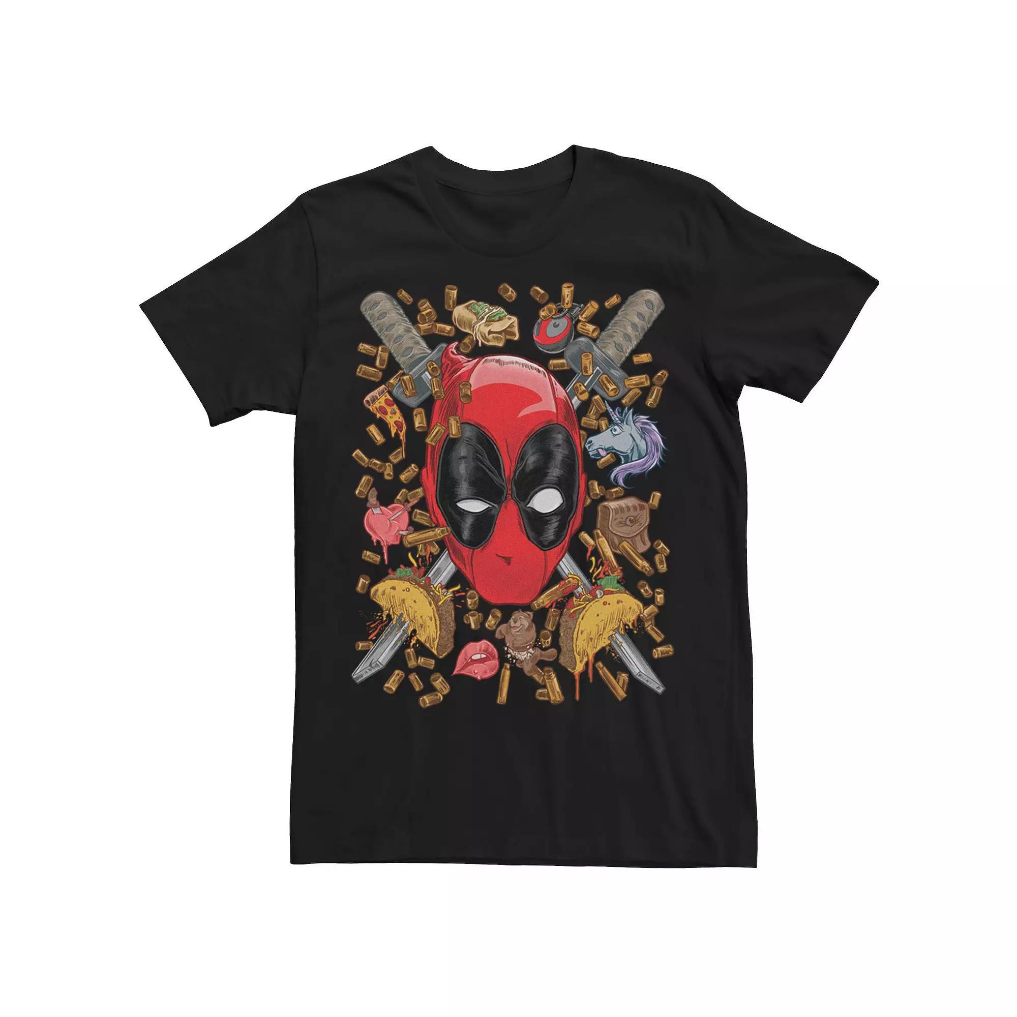 Men's Marvel Deadpool Crossed Swords Favorite Things Tee, Size: Large, Black Product Image