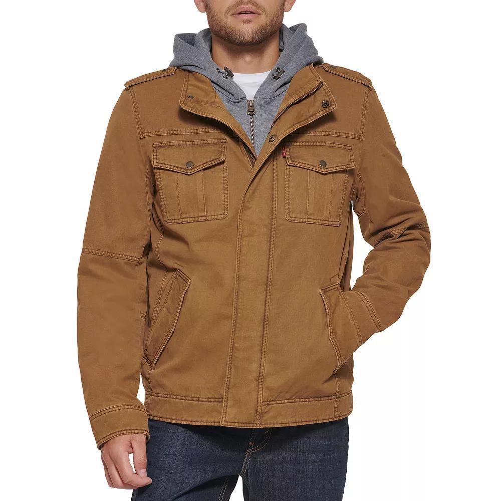 Men's Levi's® Hooded Sherpa Lined Trucker Jacket, Size: Small, Green Product Image