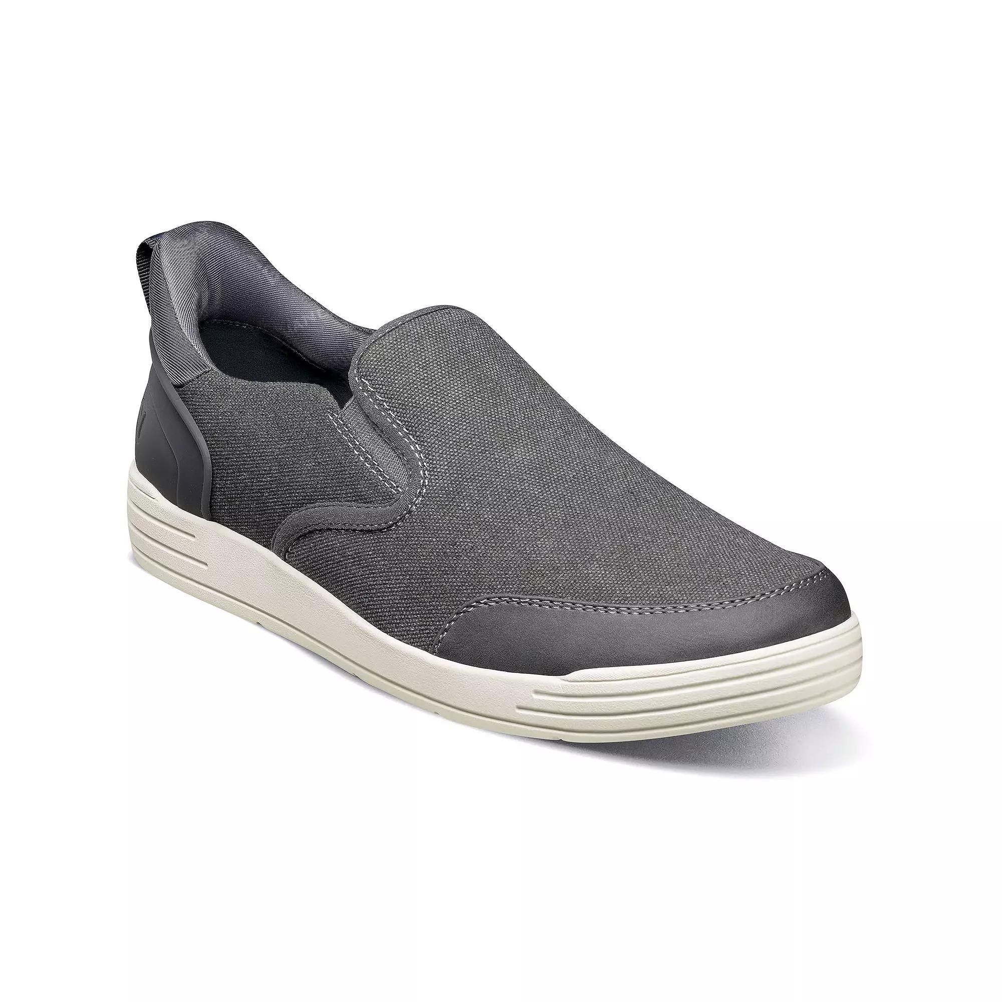 Nunn Bush Kore City Walk EZ Hands Free Mens Canvas Slip-On Shoes Silver Product Image