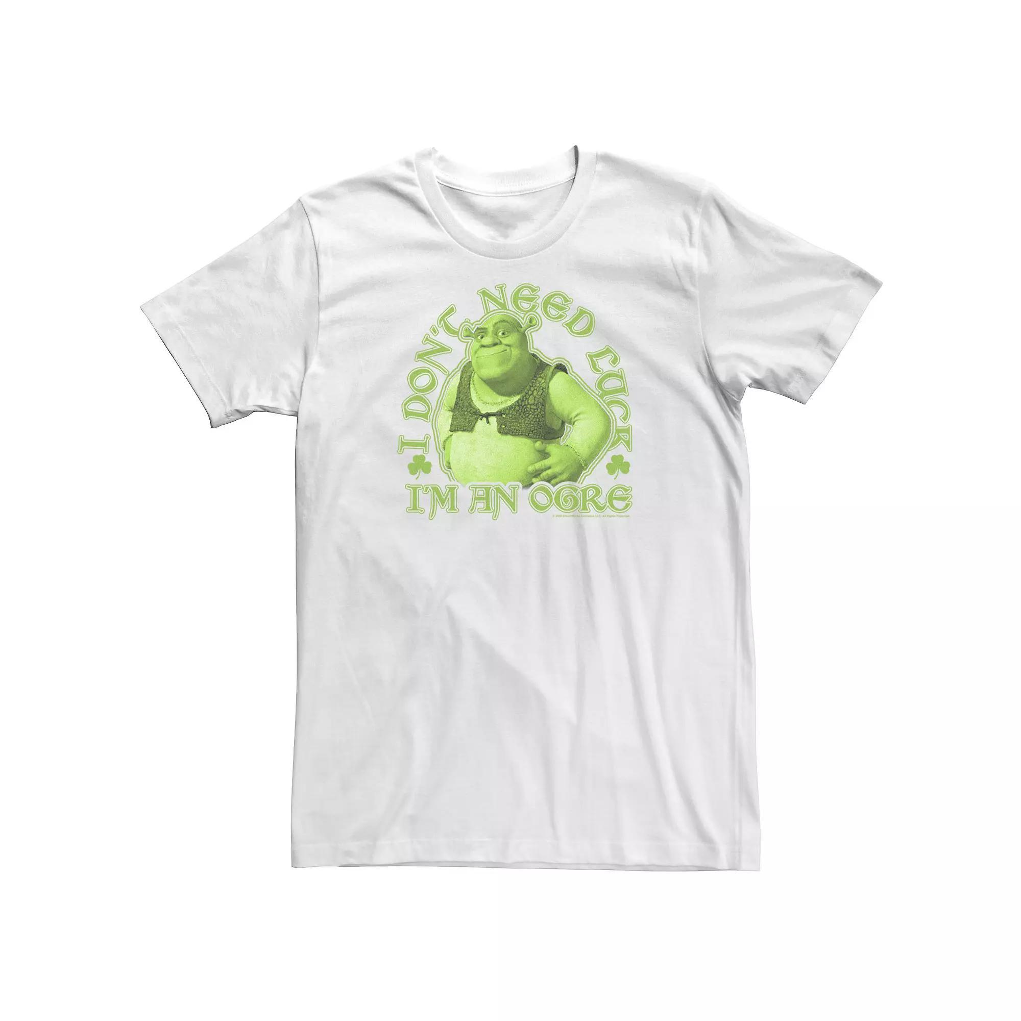 Big & Tall Shrek Saint Patrick's Day "I Don't Need Luck I'm An Ogre" Tee, Men's, Size: XXL Tall, White Product Image
