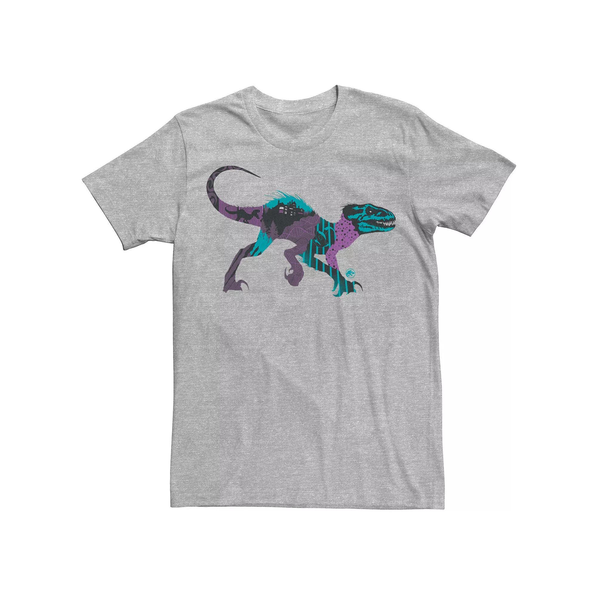 Mens Jurassic World Raptor DNA Scene Fill Tee Athletic Grey Product Image