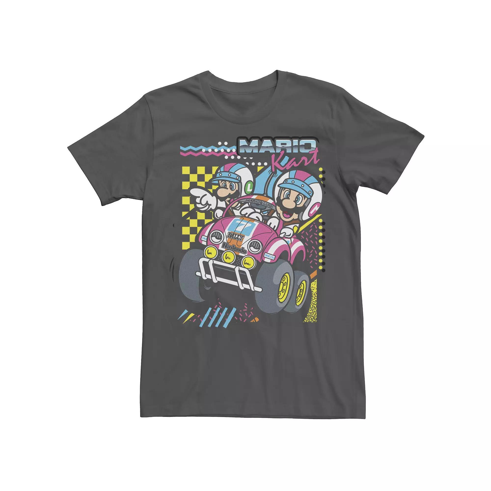 Men's Nintendo Mario Kart Mario Luigi Darting Tee, Size: XL, Grey Product Image