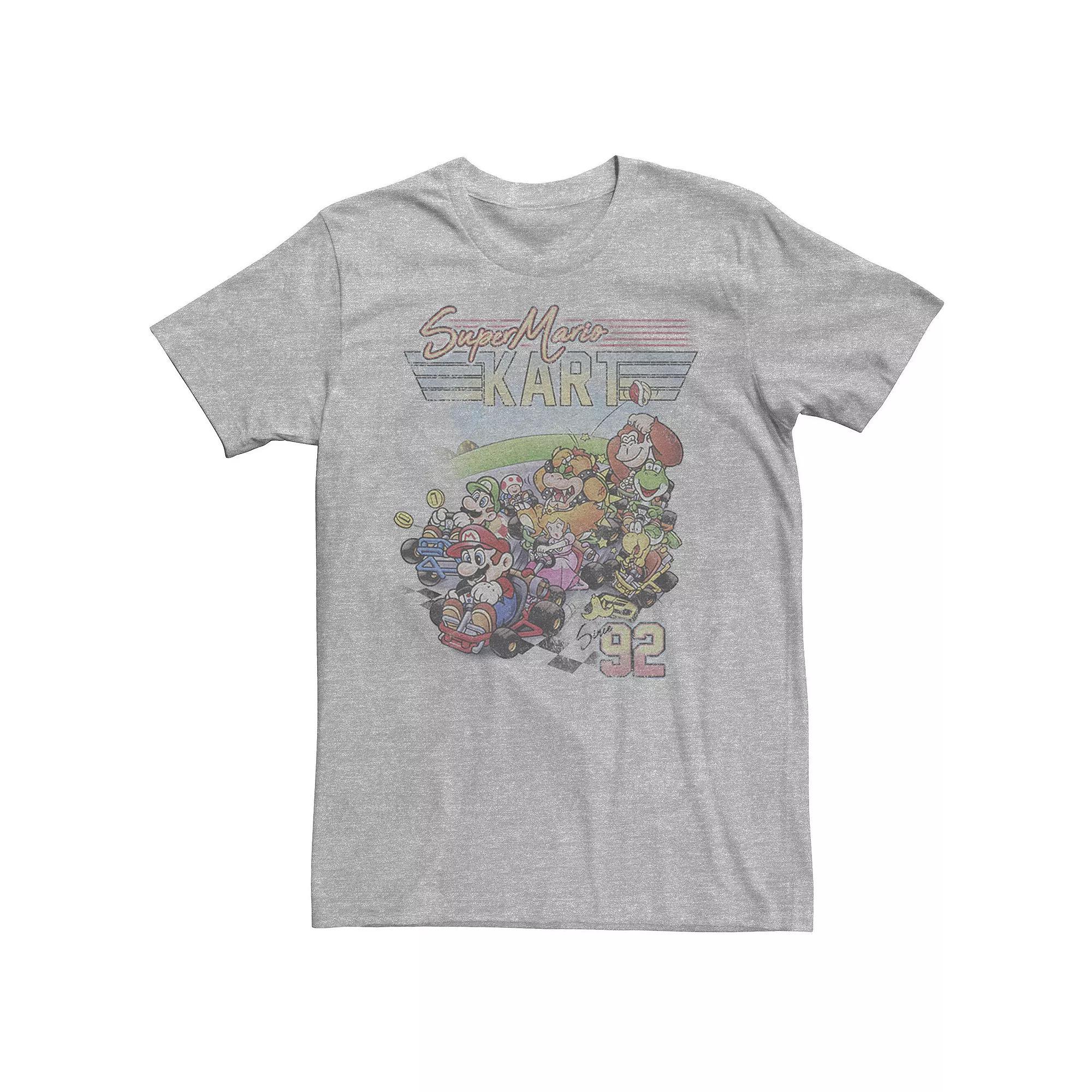 Men's Nintendo Super Mario Kart Since 92 Faded Portait Tee, Size: XL, Athletic Grey Product Image