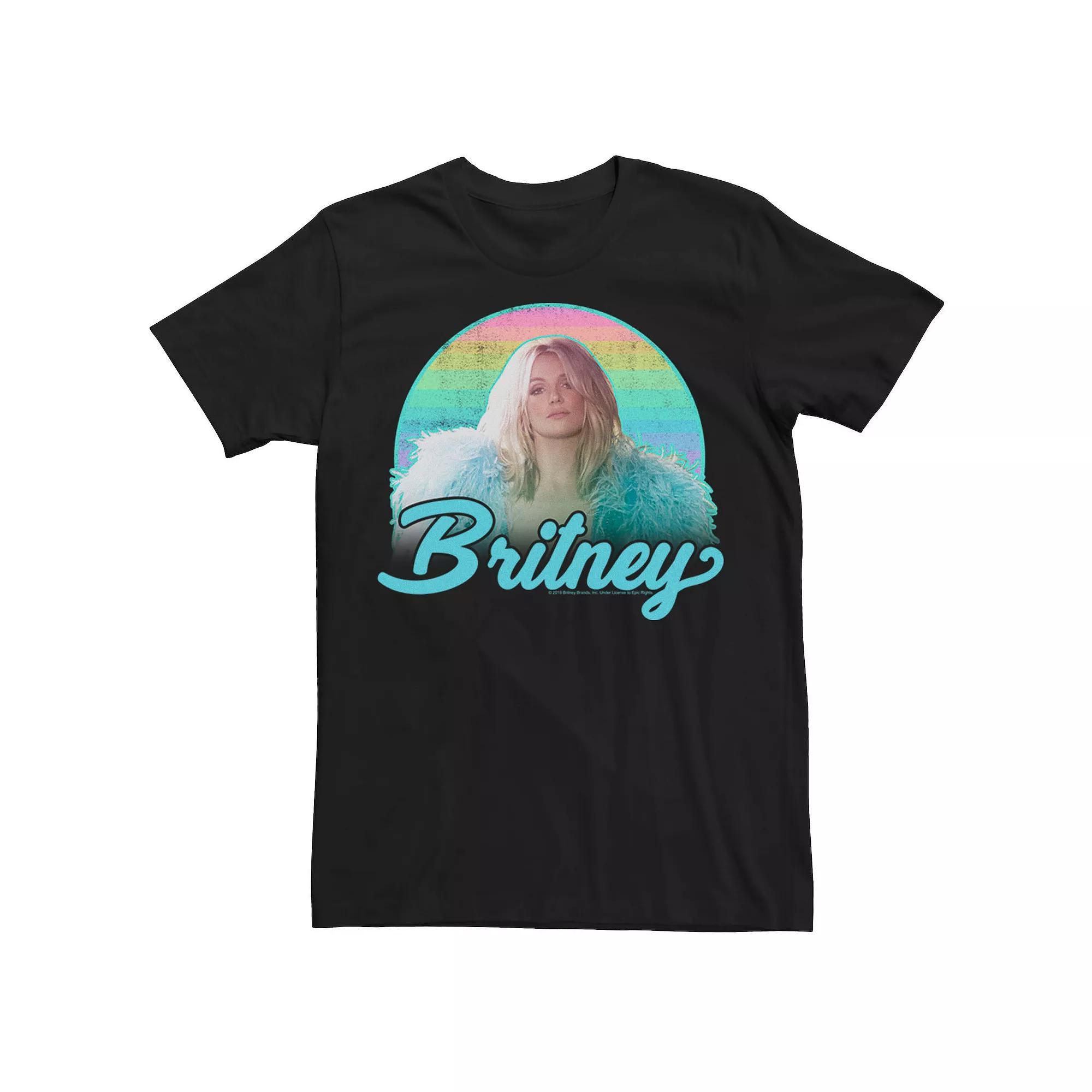 Men's Britney Spears Pastel Rainbow Portrait Tee, Size: Medium, Black Product Image