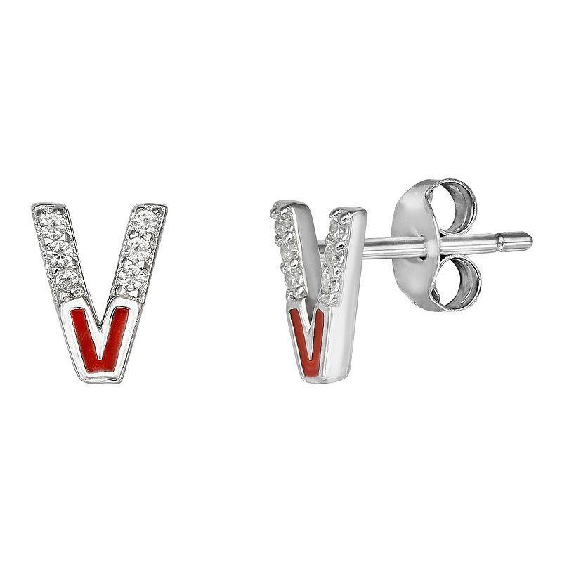 PRIMROSE Sterling Silver Cubic Zirconia Initial Stud Earrings, Women's, Orange K Product Image