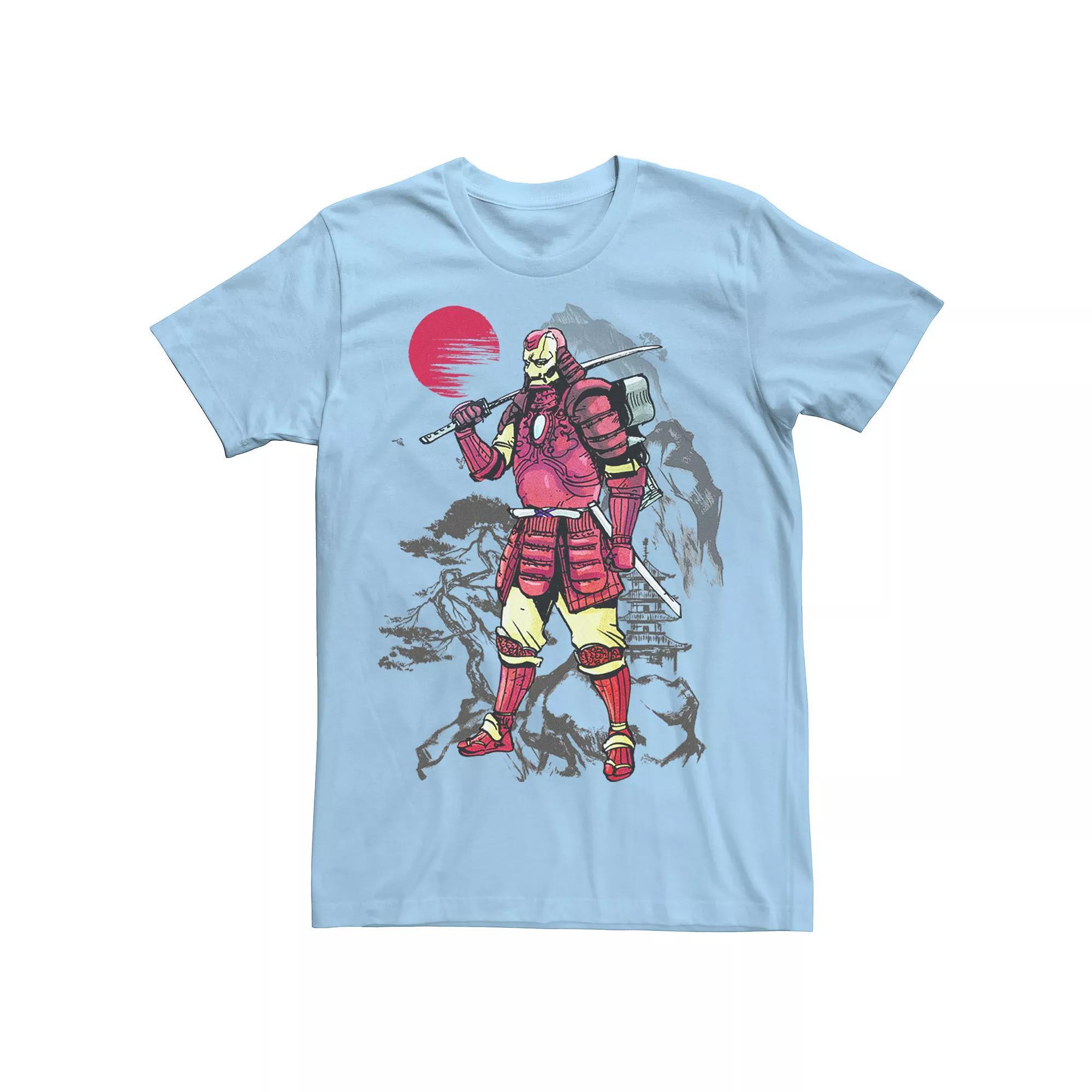 Men's Marvel Iron Man Samurai Mountain Sunset Graphic Tee, Size: 3XL, Light Blue Product Image