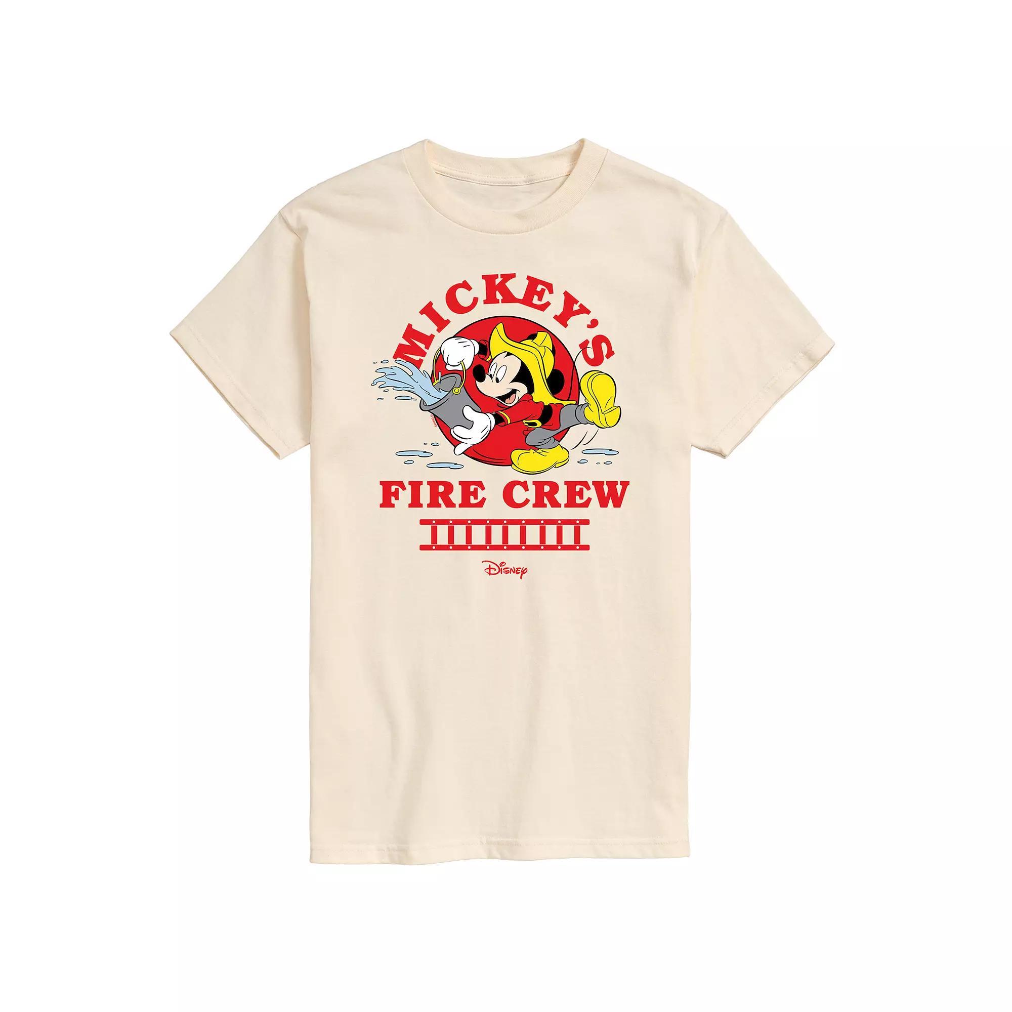 Disneys Mickey Mouse Mens Fire Crew Graphic Tee Ivory Product Image