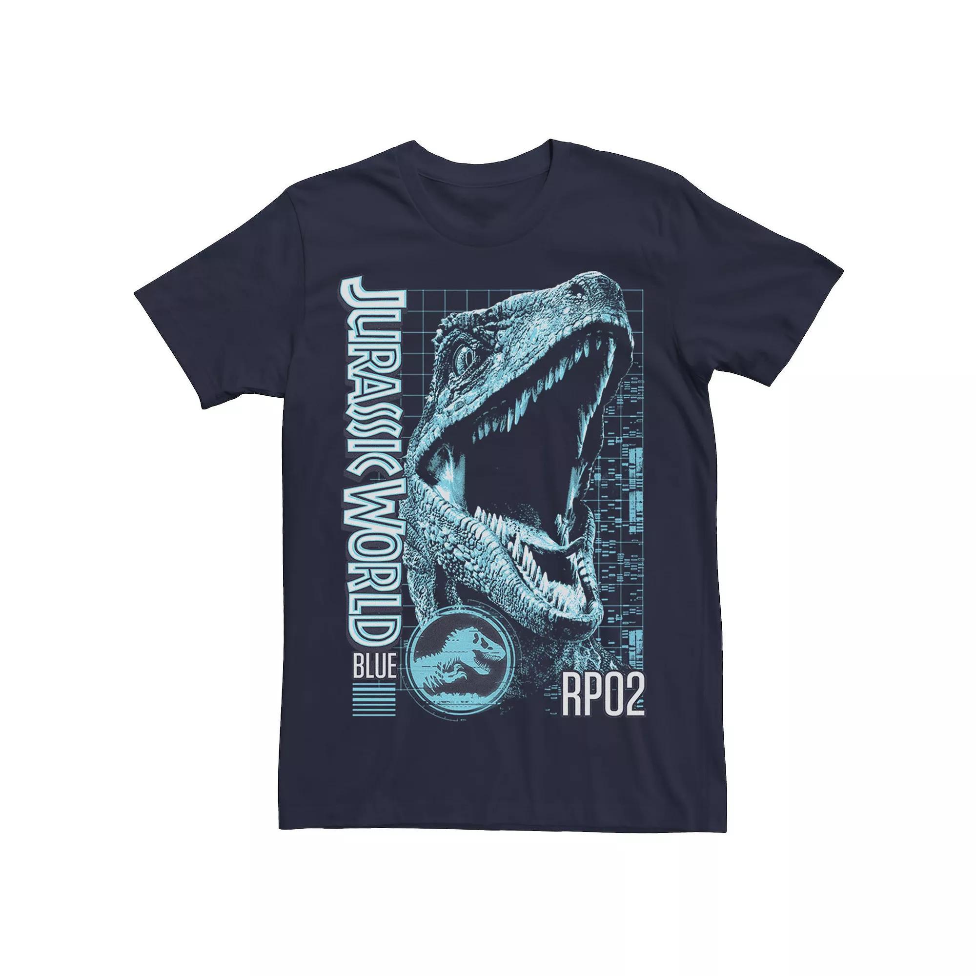 Men's Jurassic World Two Blue Face Tech Schematic Tee, Size: Medium, Grey Product Image