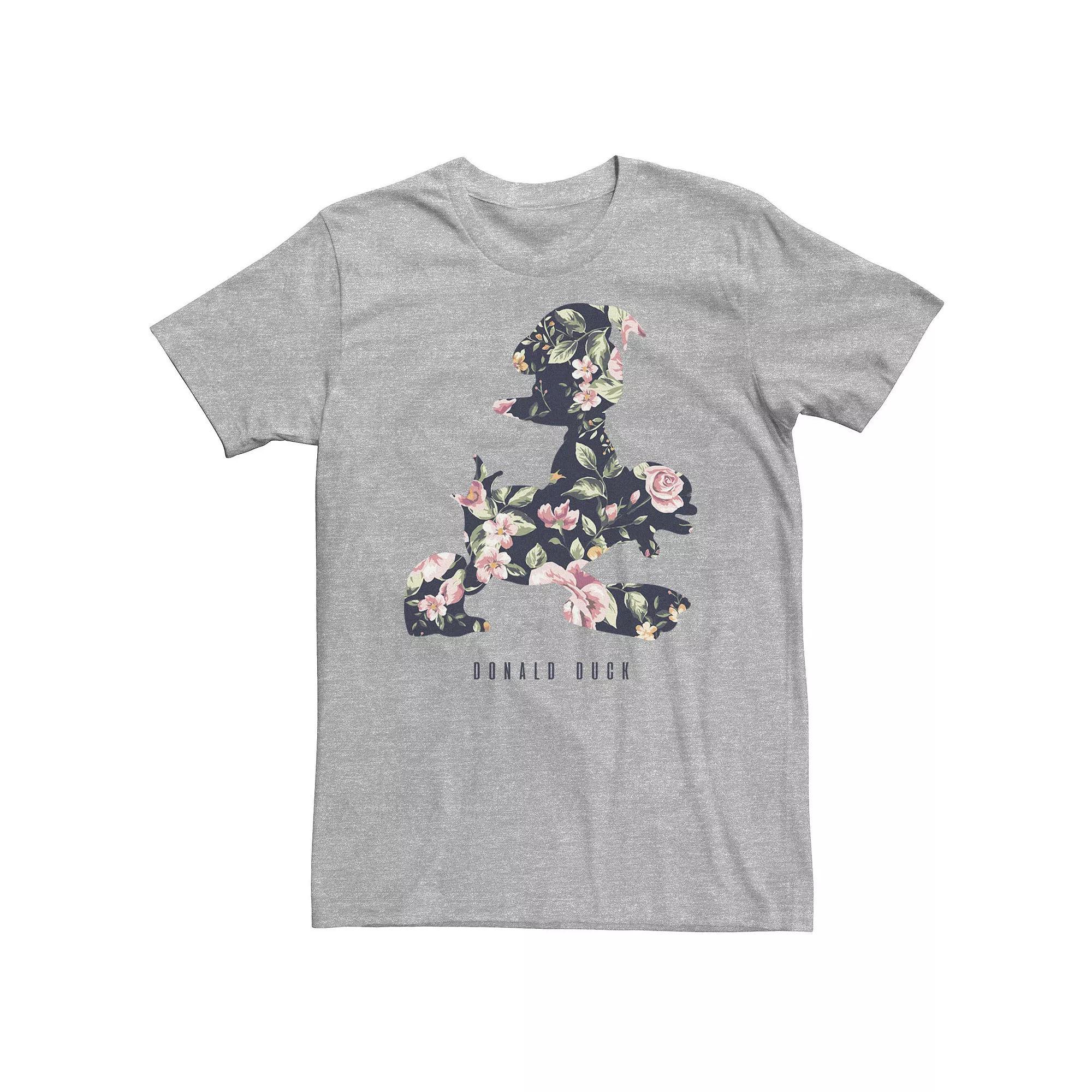 Big & Tall Disney Donald Duck Floral Fill Silhouette Tee, Men's, Size: 4XL Tall, Athletic Grey Product Image