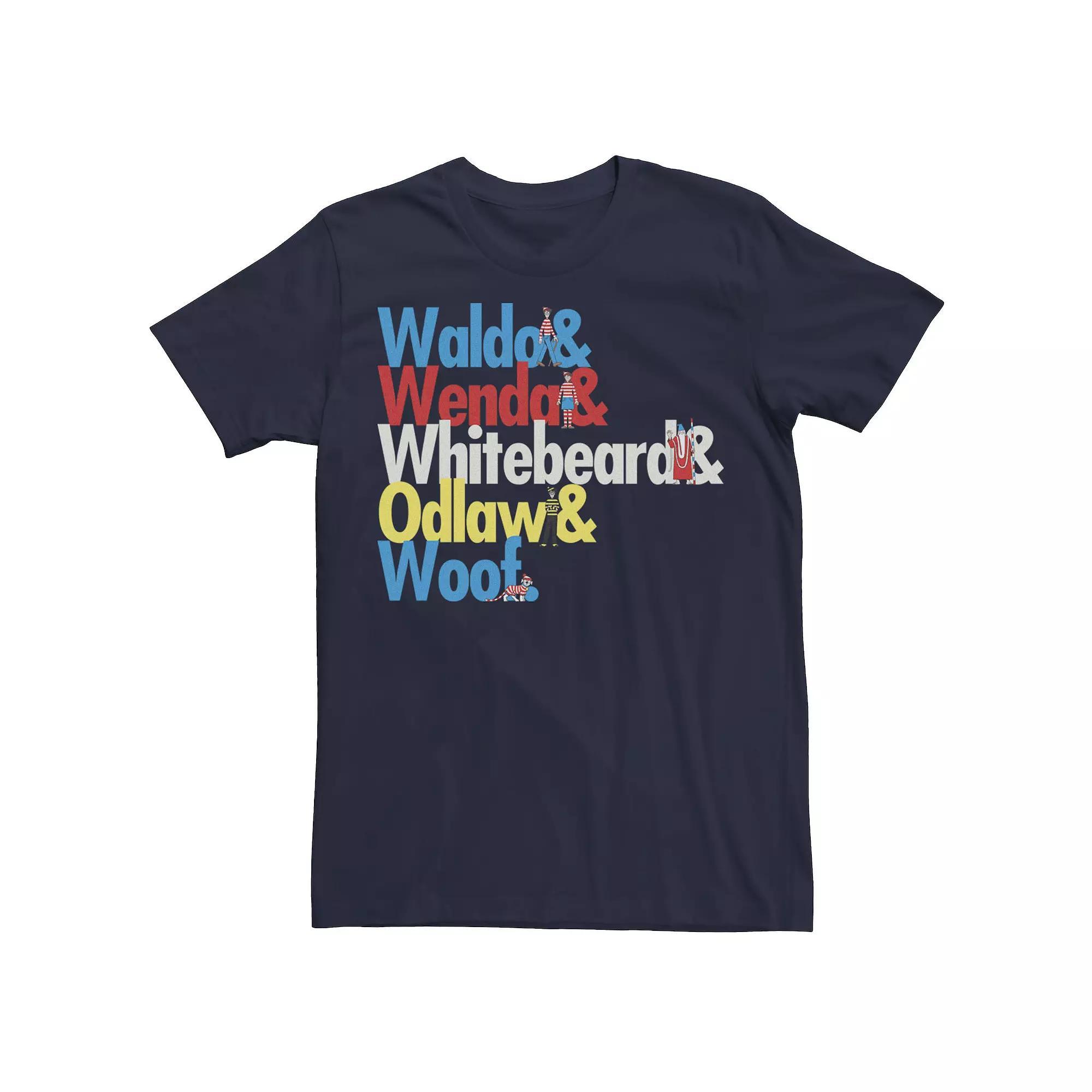 Men's Where's Waldo Colorful Character Name Stack Graphic Tee, Size: 3XL, Blue Product Image