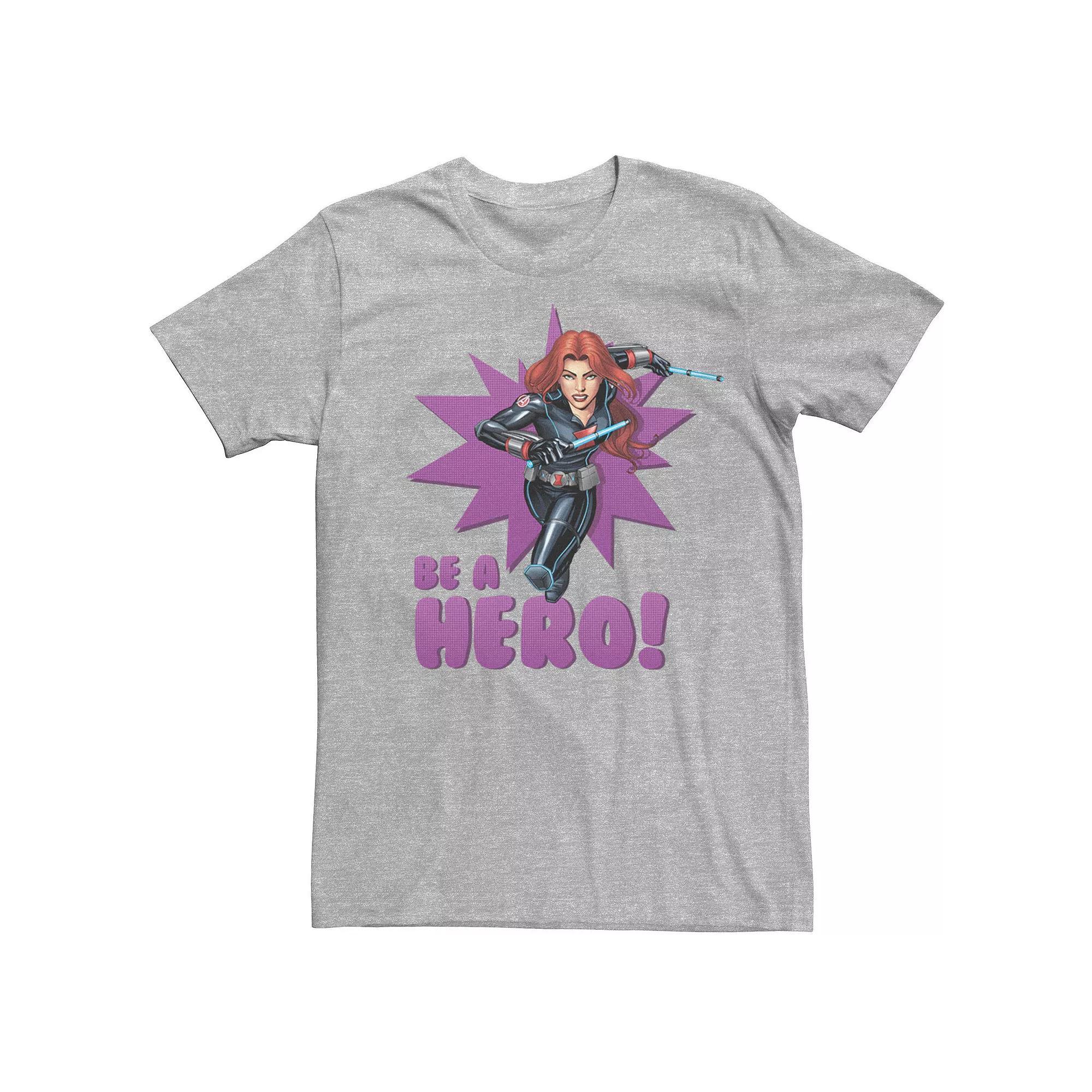 Men's Marvel Black Widow Avengers Assemble BE A HERO! Tee, Size: Large, Athletic Grey Product Image