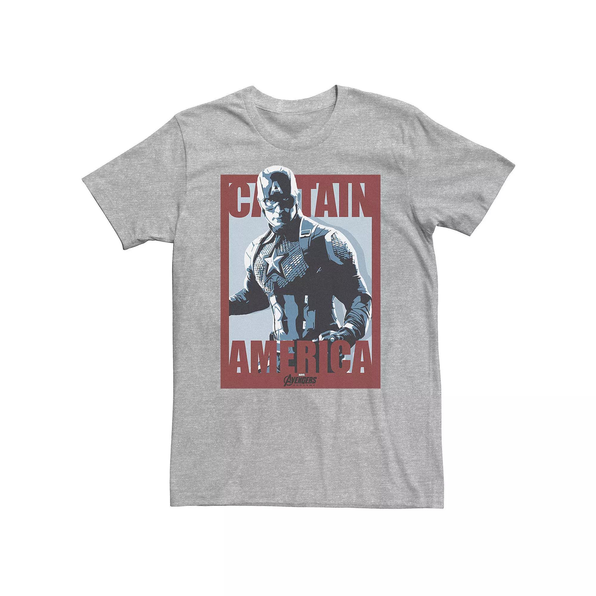 Big & Tall Marvel Avengers Endgame Captain America Poster Tee, Men's, Size: 3XL Tall, Athletic Grey Product Image