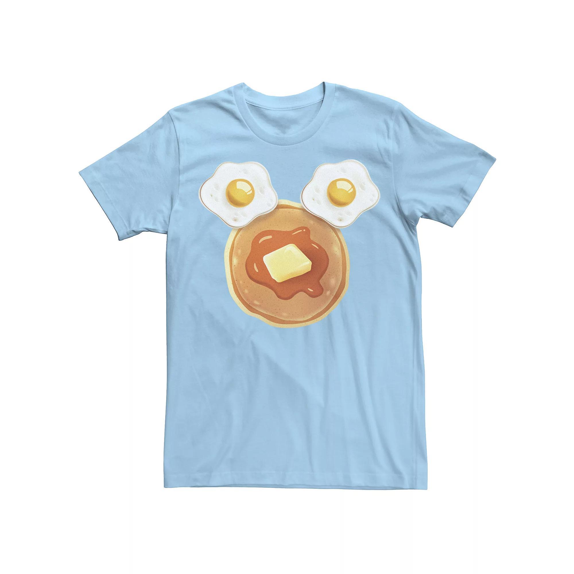 Disney's Mickey & Friends Mickey Pancakes & Eggs Ears Men's Tee, Size: XXL, Light Blue Product Image