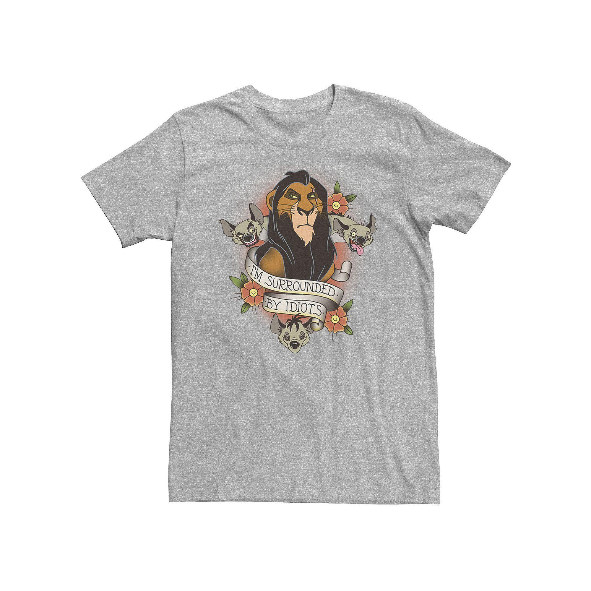 Big & Tall Disney The Lion King Scar With Hyenas Surrounded By Idiots Tee, Men's, Size: 3XL Tall, Athletic Grey Product Image